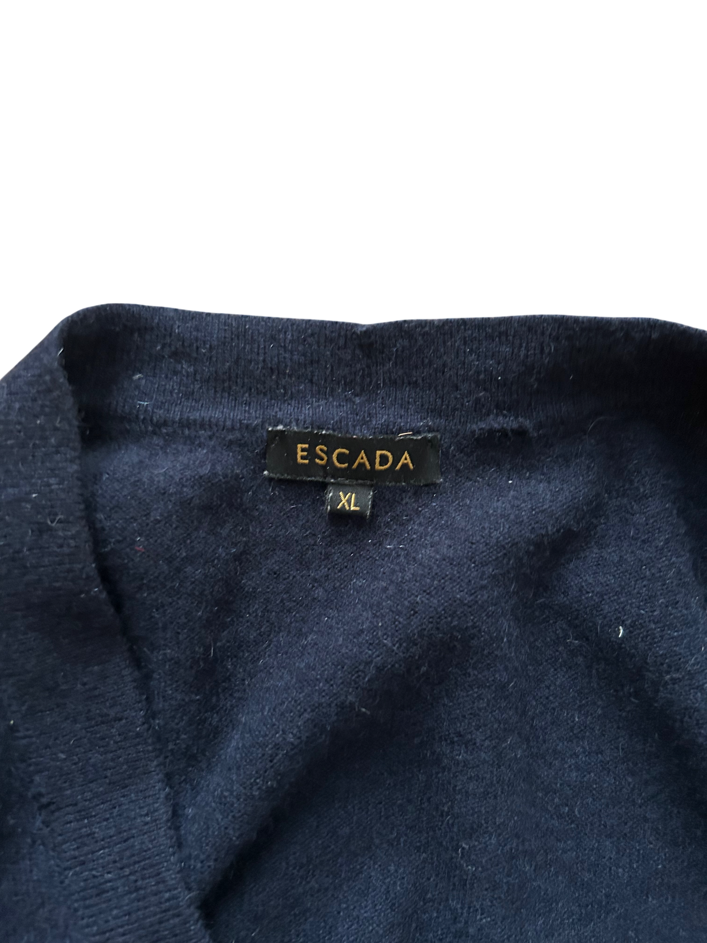 Escada Damen Kaschmir Zweiteiler Gr XL Blau Top Jacke Elegant Luxusstück