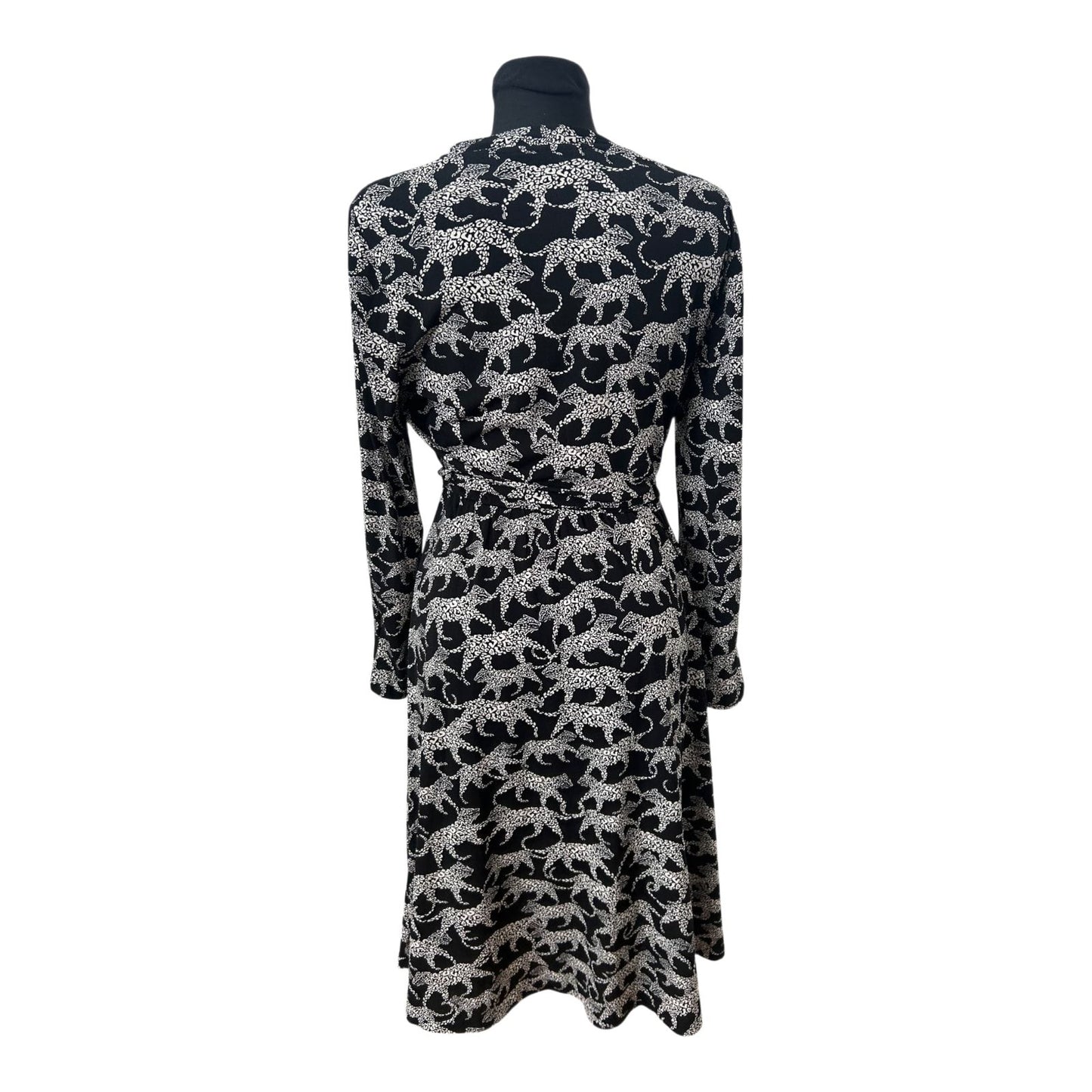 H&M Kleid Damen Gr M Wickelkleid Leoparden Muster Schwarz Elegant Neu Chic