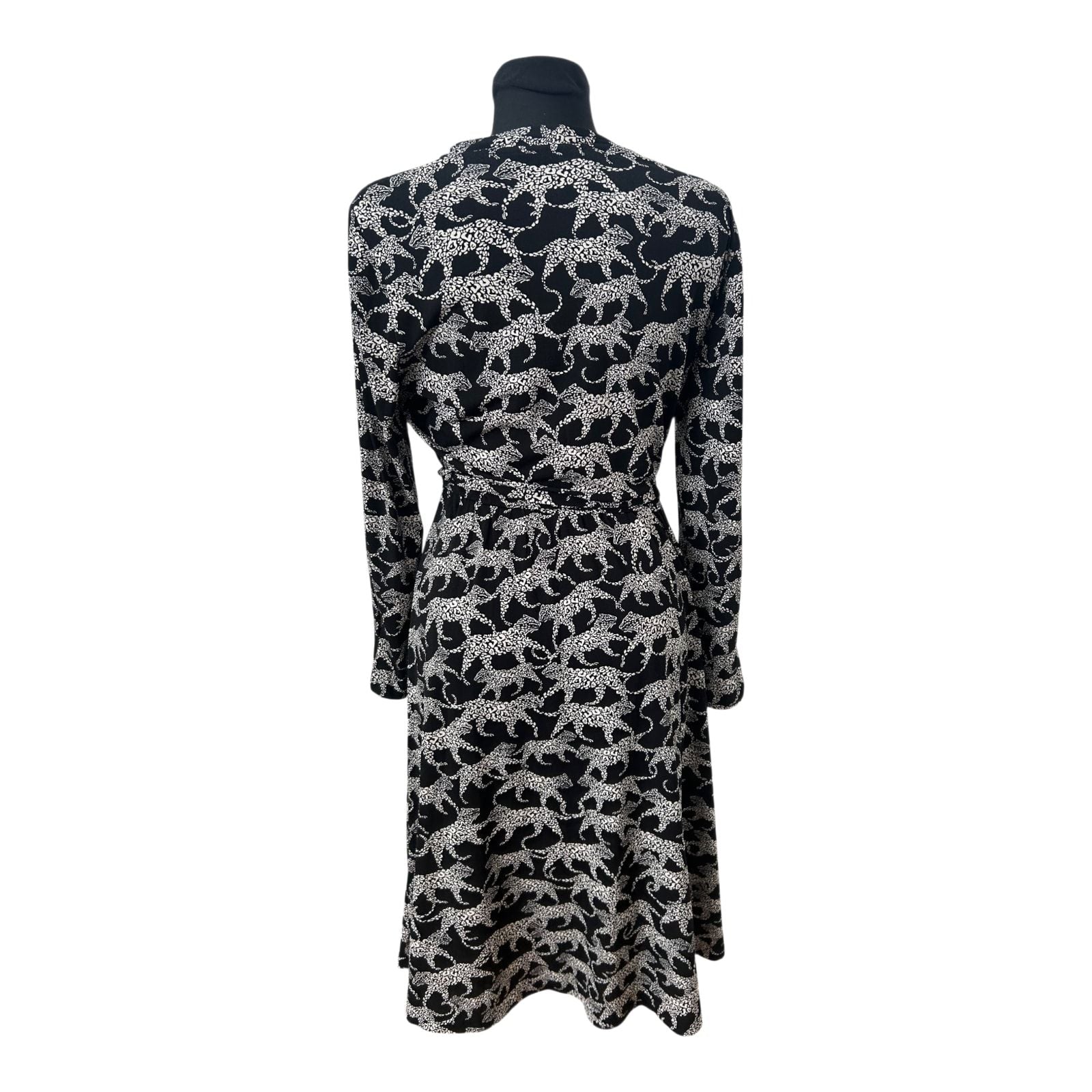 H&M Kleid Damen Gr M Wickelkleid Leoparden Muster Schwarz Elegant Neu Chic