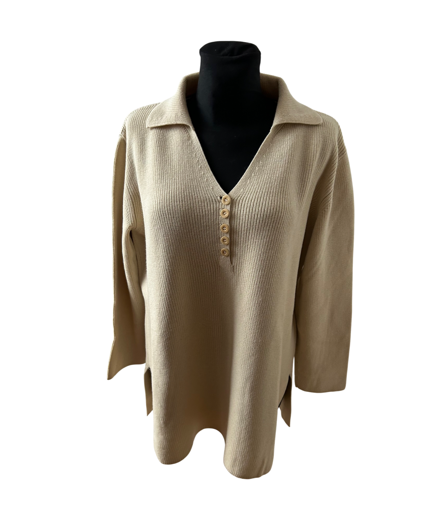Escada Pullover Damen Feinstrick Merino Schurwolle Gr 44 Beige Elegant