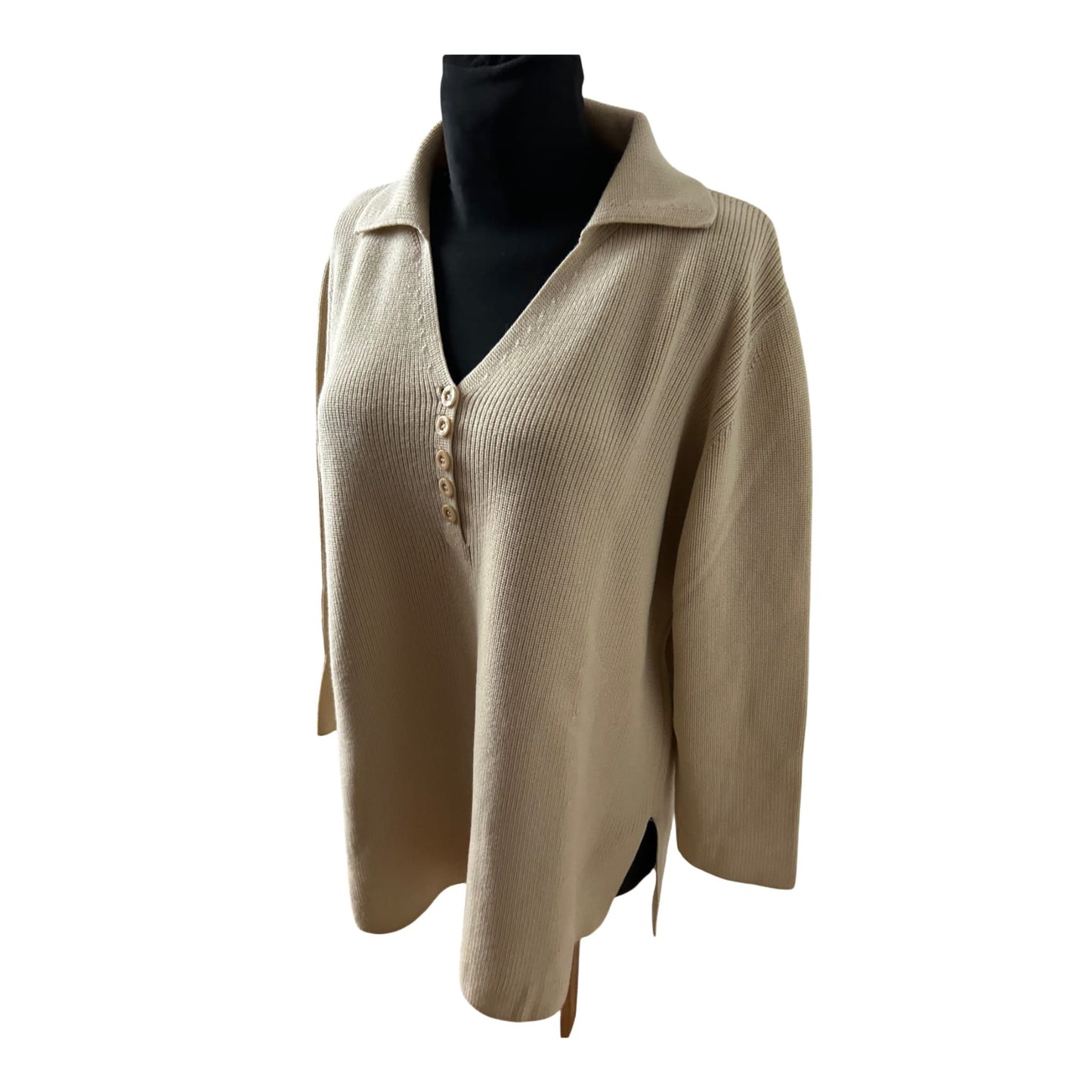 Escada Pullover Damen Feinstrick Merino Schurwolle Gr 44 Beige Elegant