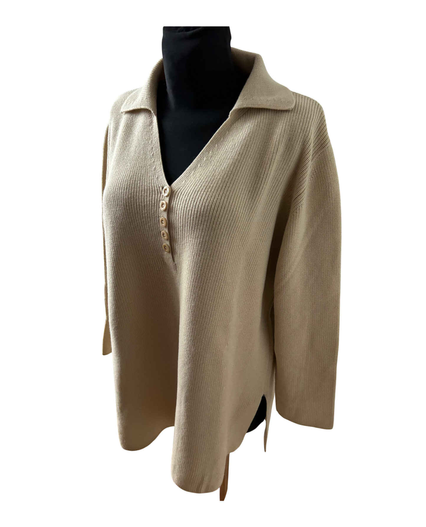 Escada Pullover Damen Feinstrick Merino Schurwolle Gr 44 Beige Elegant