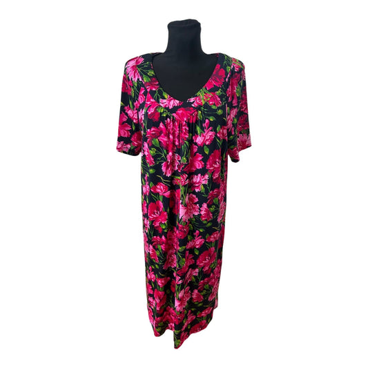Fulcontex Kleid Damen Gr 46 Pink Blumen Midikleid Made in Italy Elegant Chic