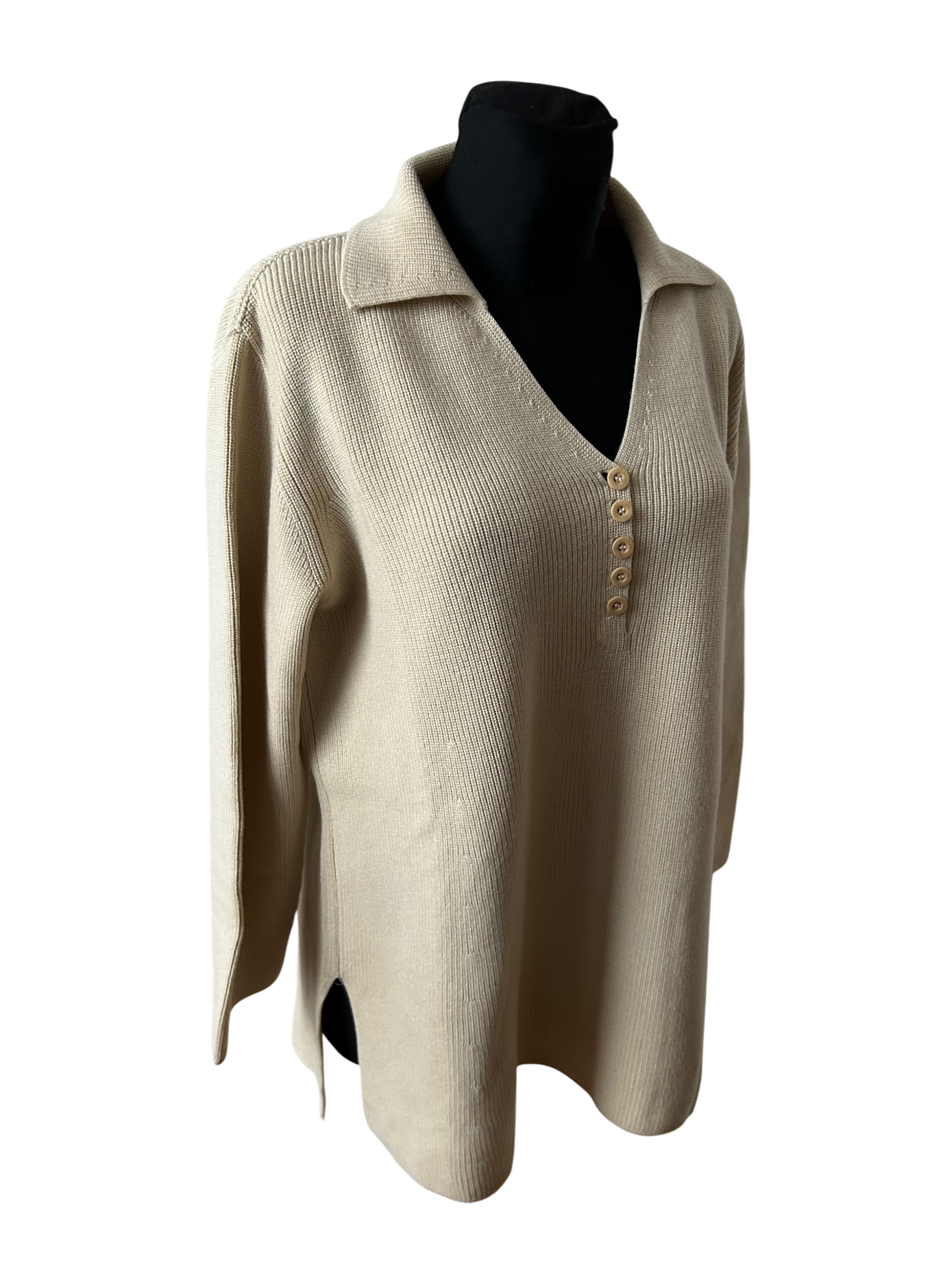 Escada Pullover Damen Feinstrick Merino Schurwolle Gr 44 Beige Elegant