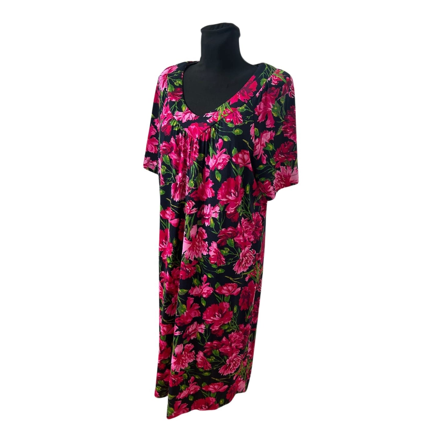 Fulcontex Kleid Damen Gr 46 Pink Blumen Midikleid Made in Italy Elegant Chic