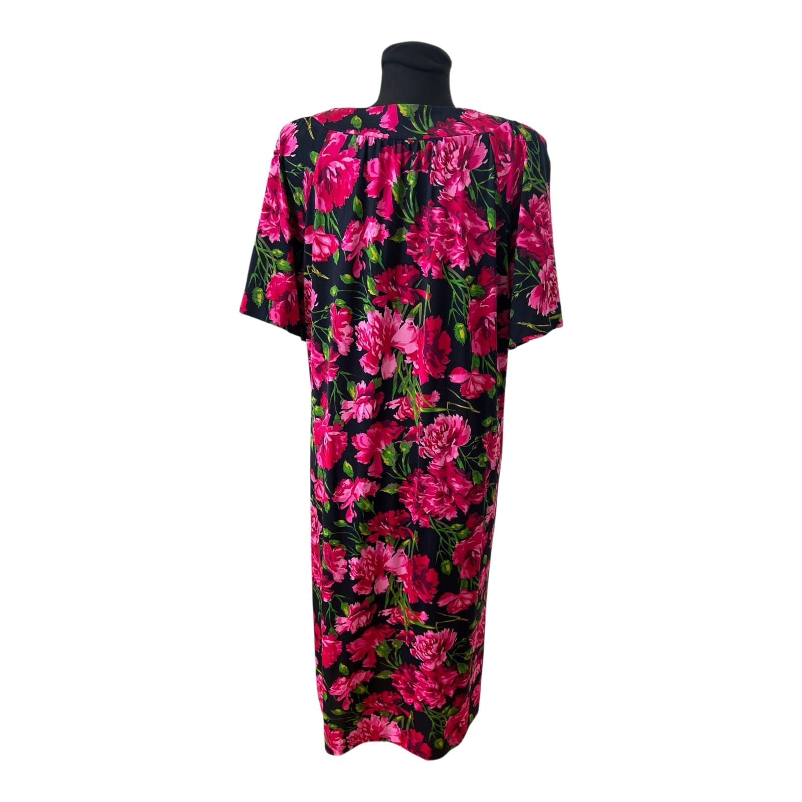 Fulcontex Kleid Damen Gr 46 Pink Blumen Midikleid Made in Italy Elegant Chic