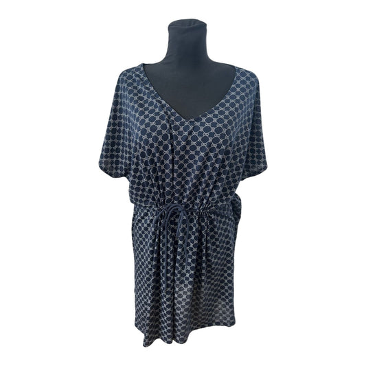 Tchibo Damen Kleid Gr L XL Dunkelblau Muster Freizeit Hauskleid Komfortabel