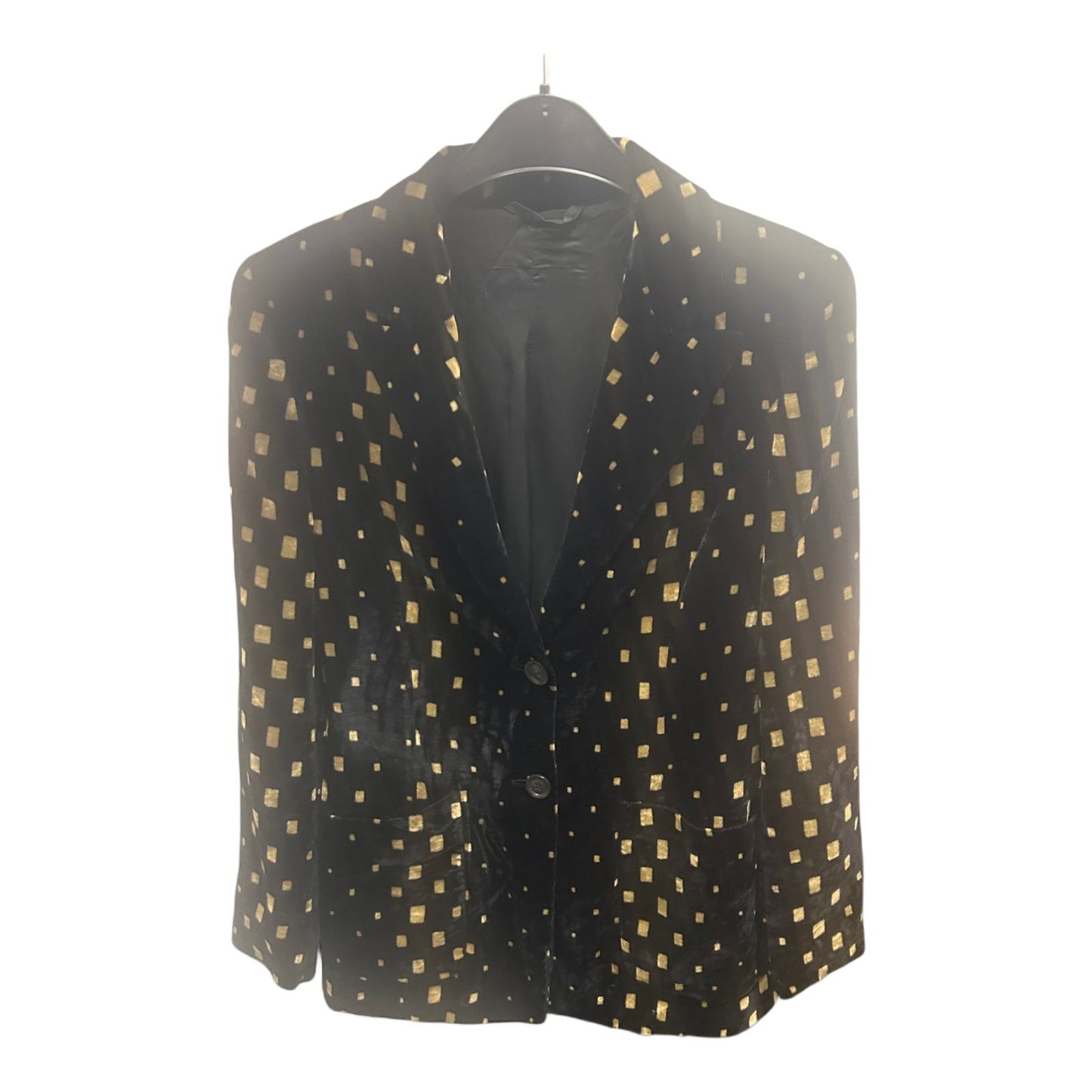 Samtblazer Damen Schwarz Gold Glänzend Vintage Party Look Größe S Unikat