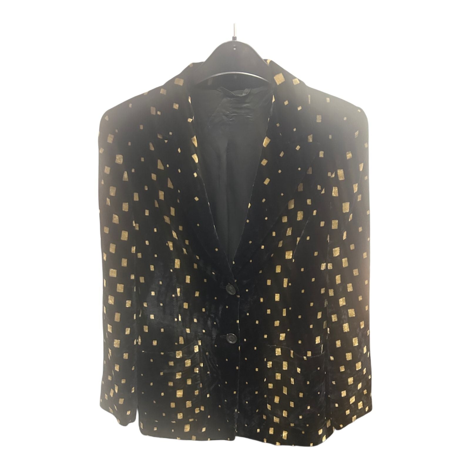 Samtblazer Damen Schwarz Gold Glänzend Vintage Party Look Größe S Unikat