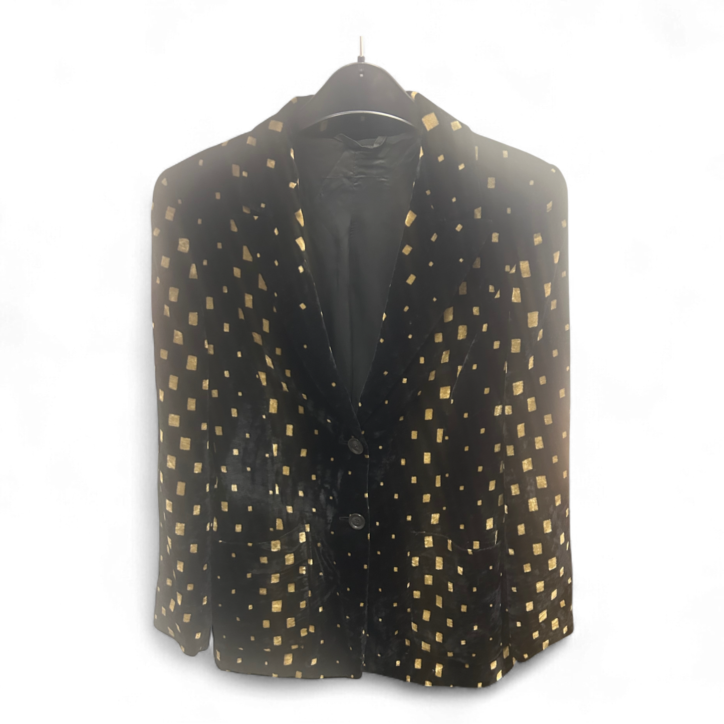 Samtblazer Damen Schwarz Gold Glänzend Vintage Party Look Größe S Unikat