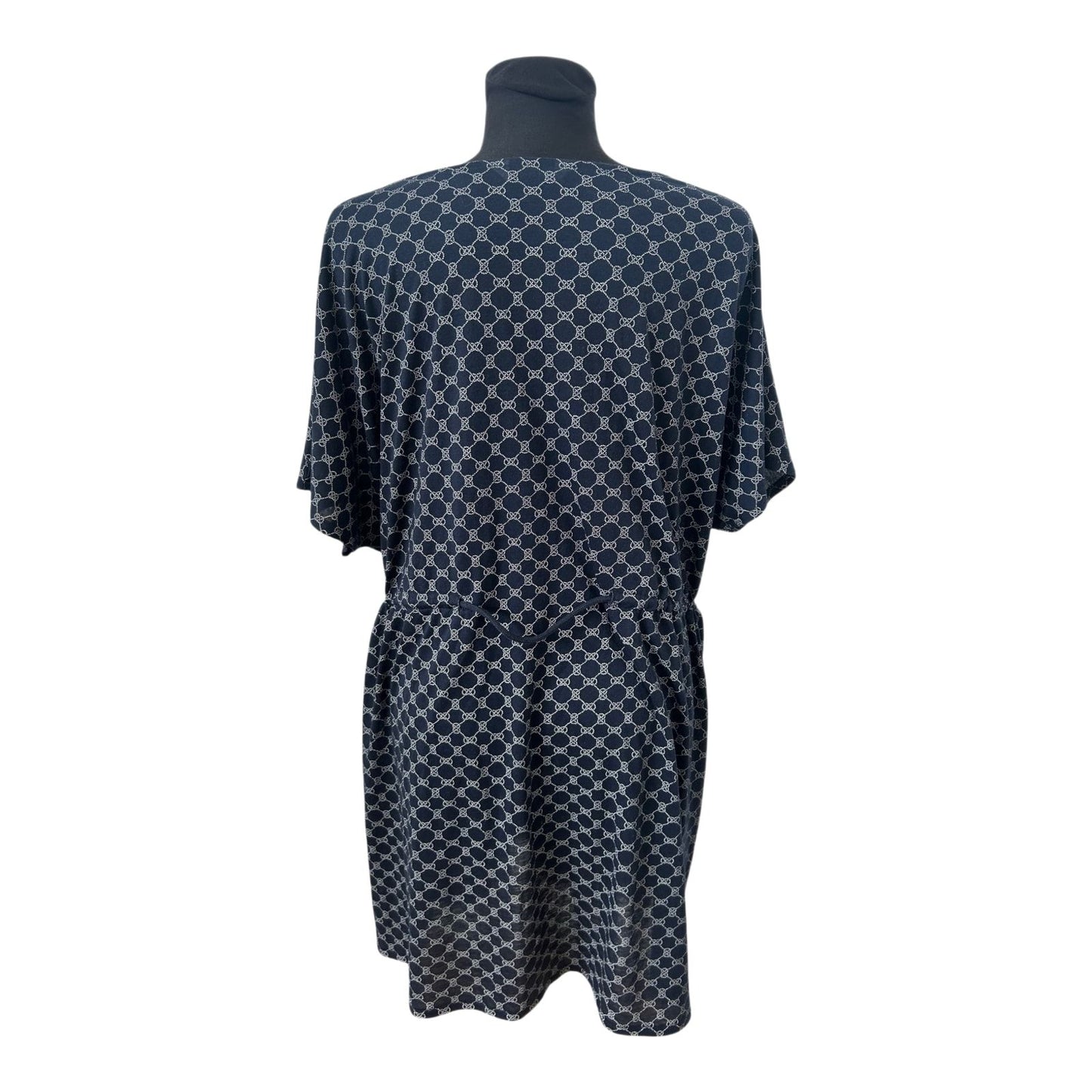 Tchibo Damen Kleid Gr L XL Dunkelblau Muster Freizeit Hauskleid Komfortabel