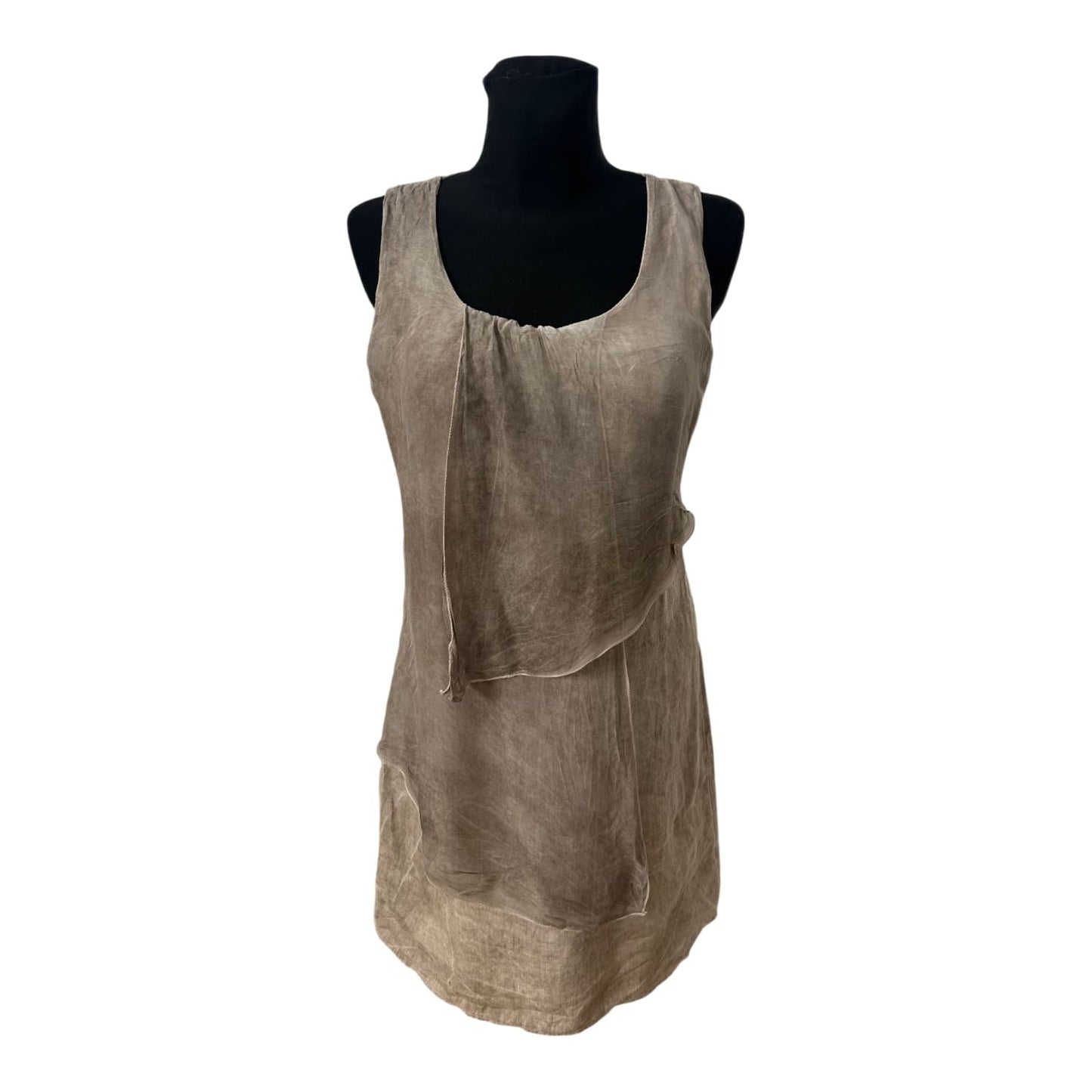 Leinenkleid Damen Gr M Beige Lagenlook Sommerkleid Naturlook Leinen Elegant