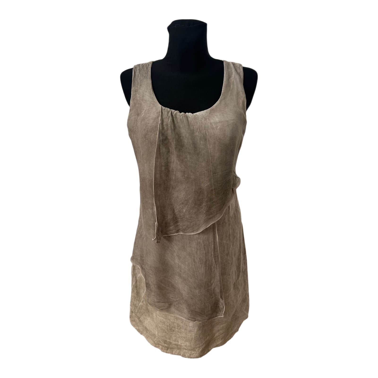 Leinenkleid Damen Gr M Beige Lagenlook Sommerkleid Naturlook Leinen Elegant