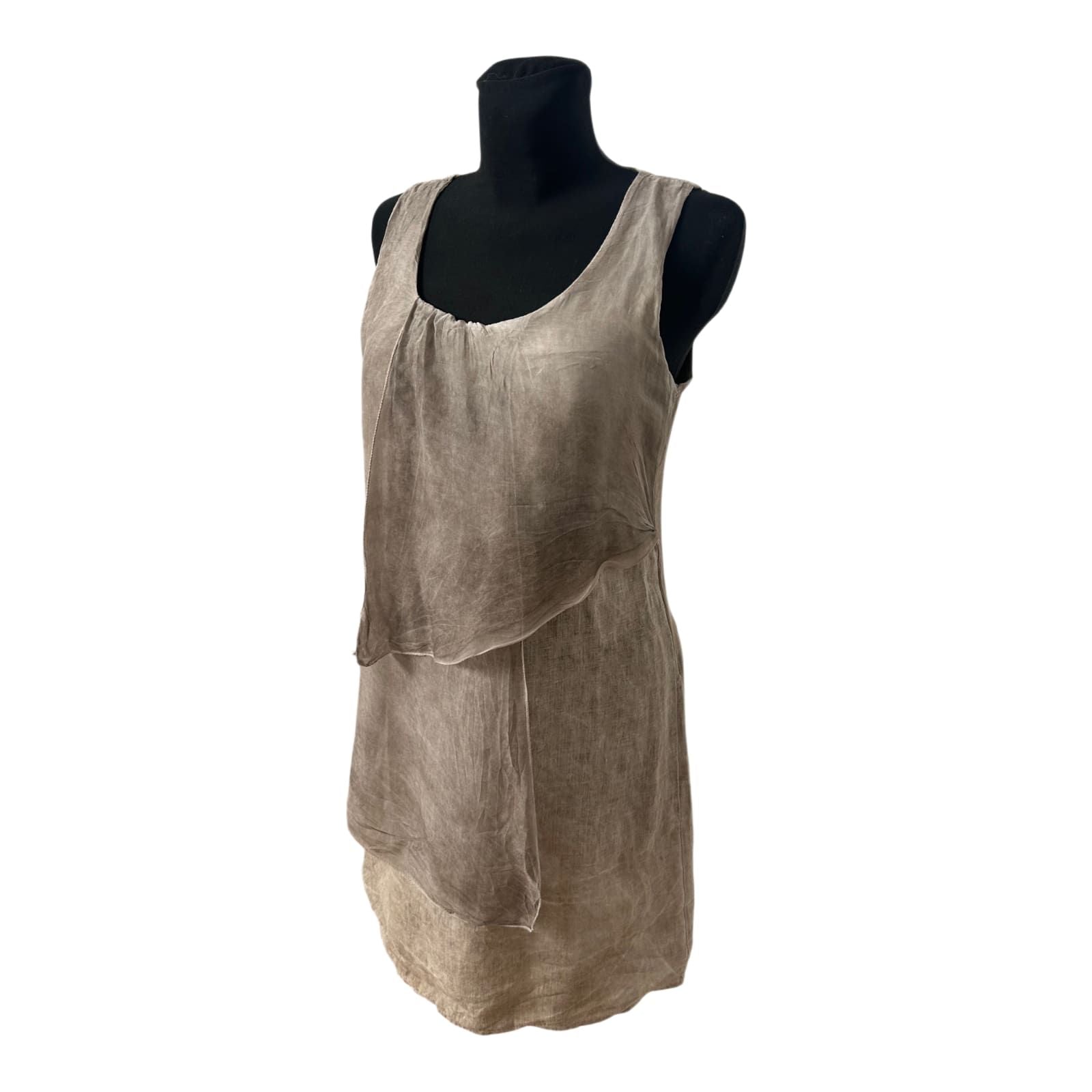 Leinenkleid Damen Gr M Beige Lagenlook Sommerkleid Naturlook Leinen Elegant