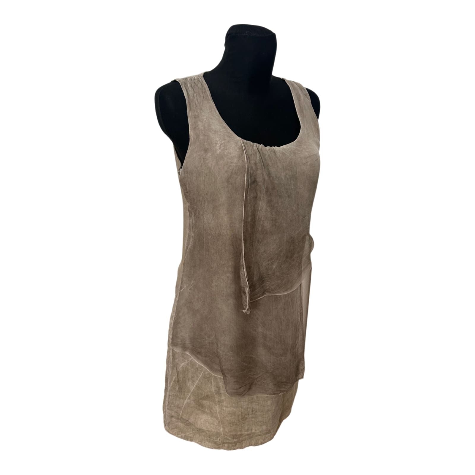 Leinenkleid Damen Gr M Beige Lagenlook Sommerkleid Naturlook Leinen Elegant