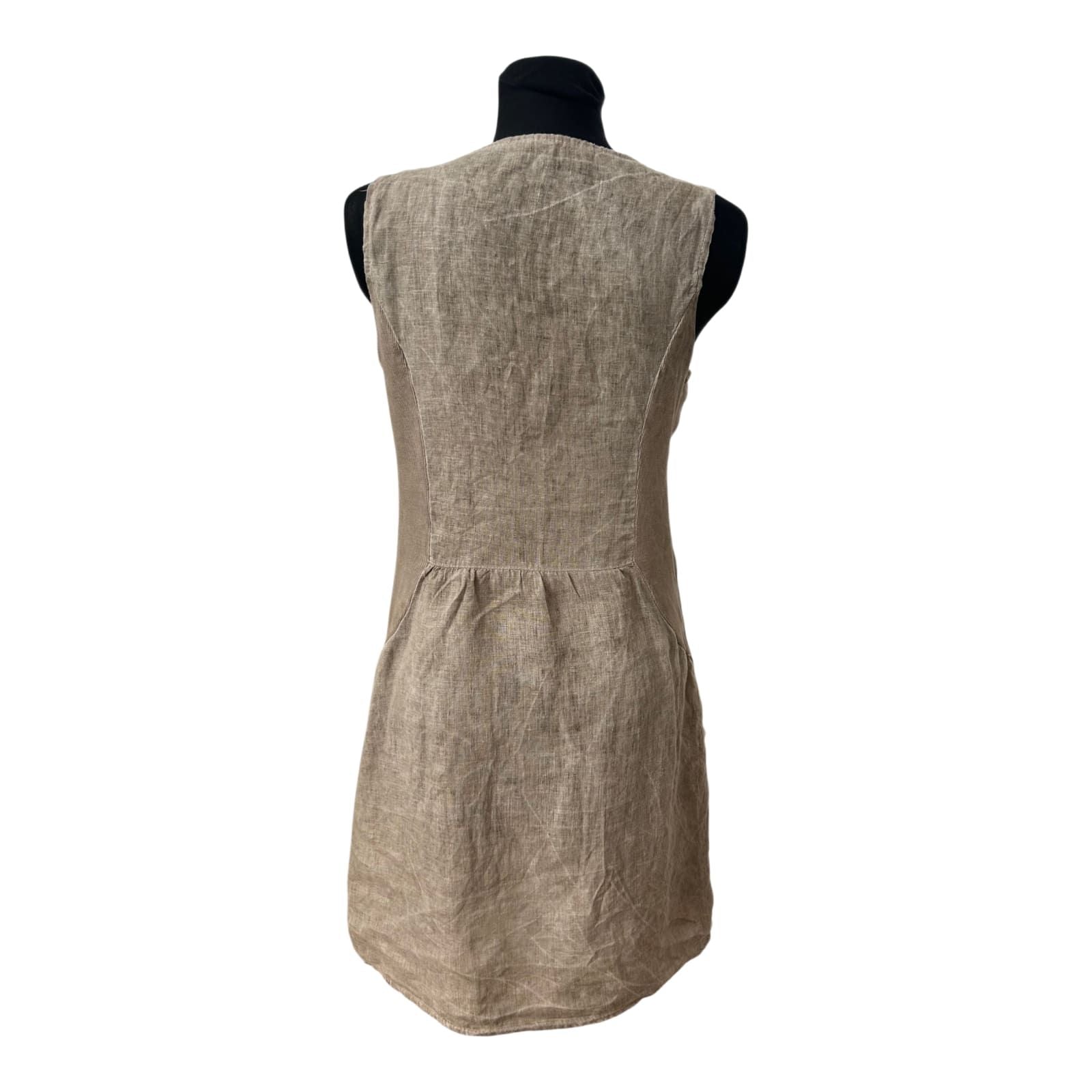 Leinenkleid Damen Gr M Beige Lagenlook Sommerkleid Naturlook Leinen Elegant