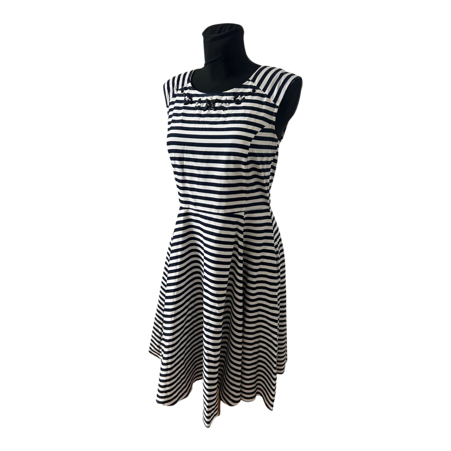Yessica Kleid Damen Gr 40 Marine Weiß Gestreift Maritim Sommer Elegant Chic