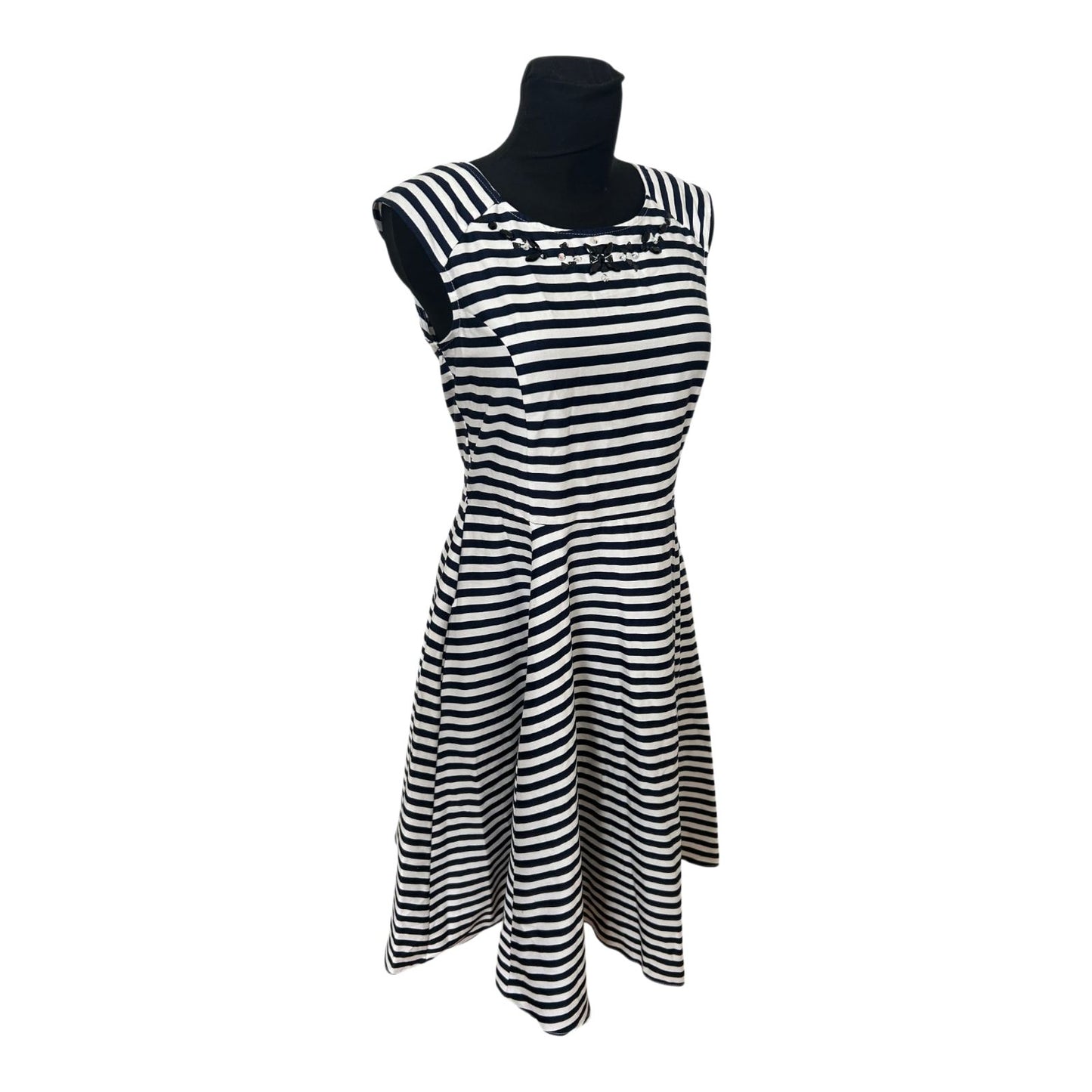 Yessica Kleid Damen Gr 40 Marine Weiß Gestreift Maritim Sommer Elegant Chic