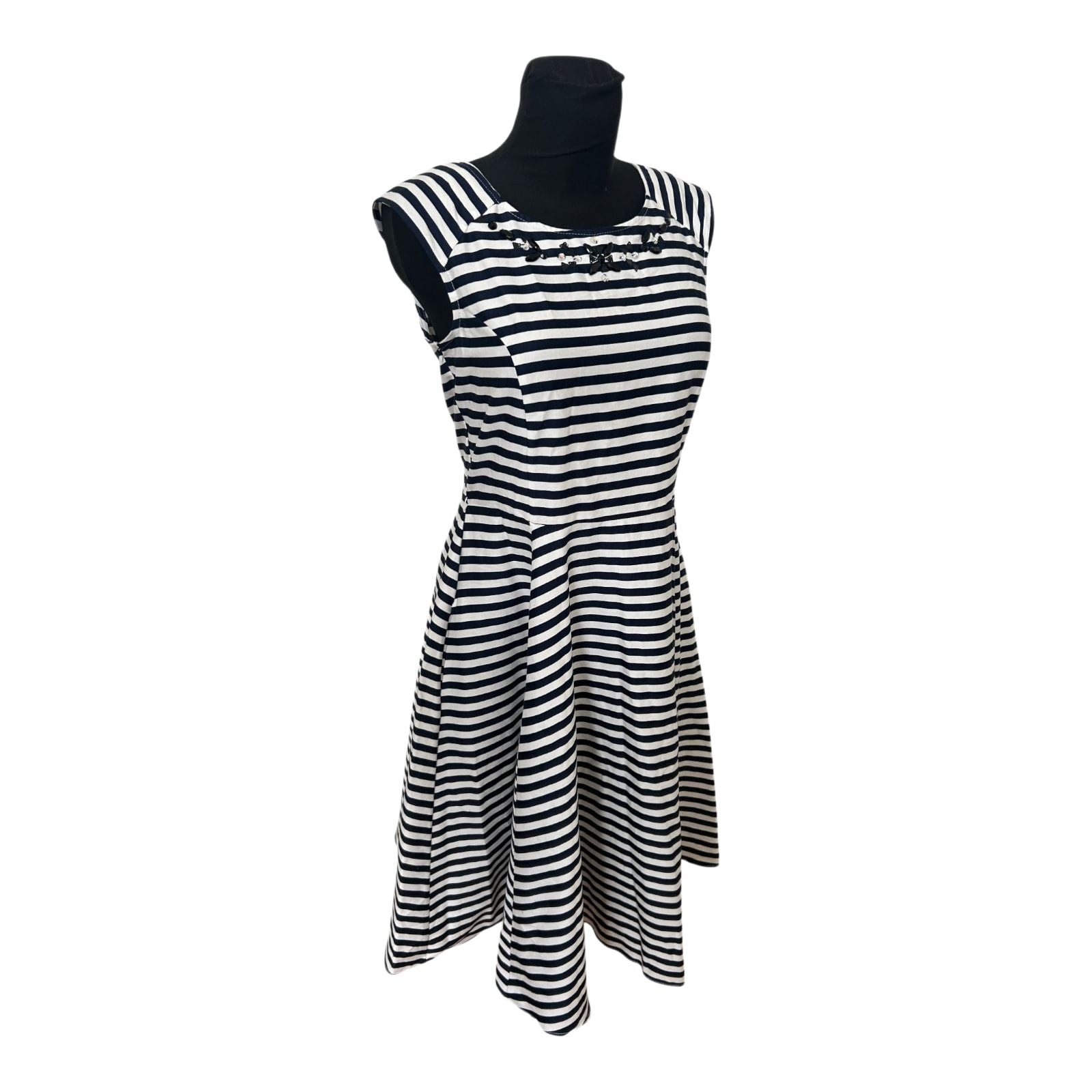 Yessica Kleid Damen Gr 40 Marine Weiß Gestreift Maritim Sommer Elegant Chic