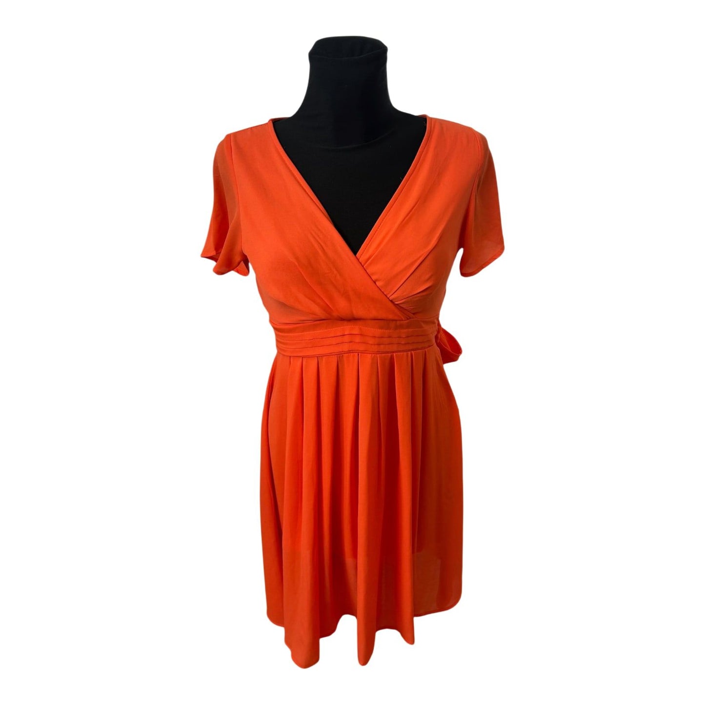 Orsay Kleid Damen Gr 36 Orange Wickeloptik Sommer Party Elegant Freizeit