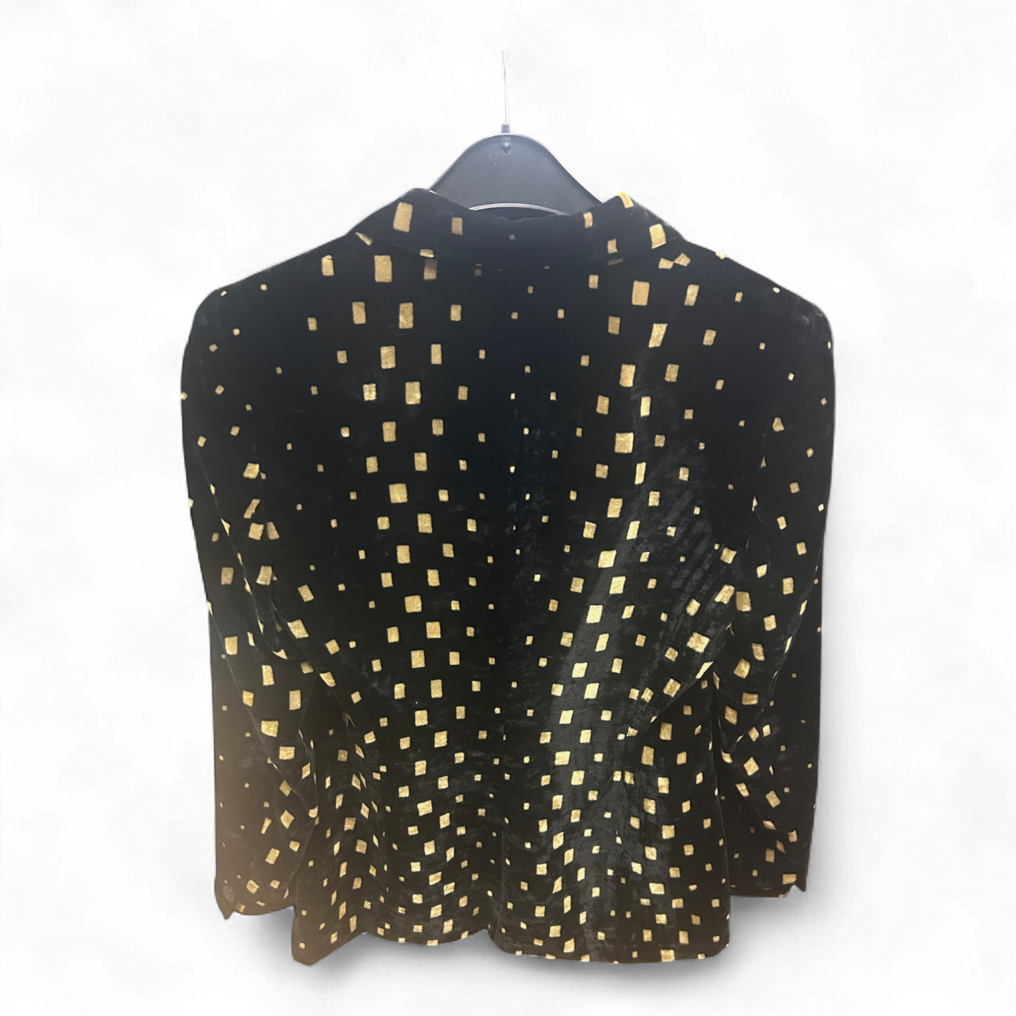 Samtblazer Damen Schwarz Gold Glänzend Vintage Party Look Größe S Unikat