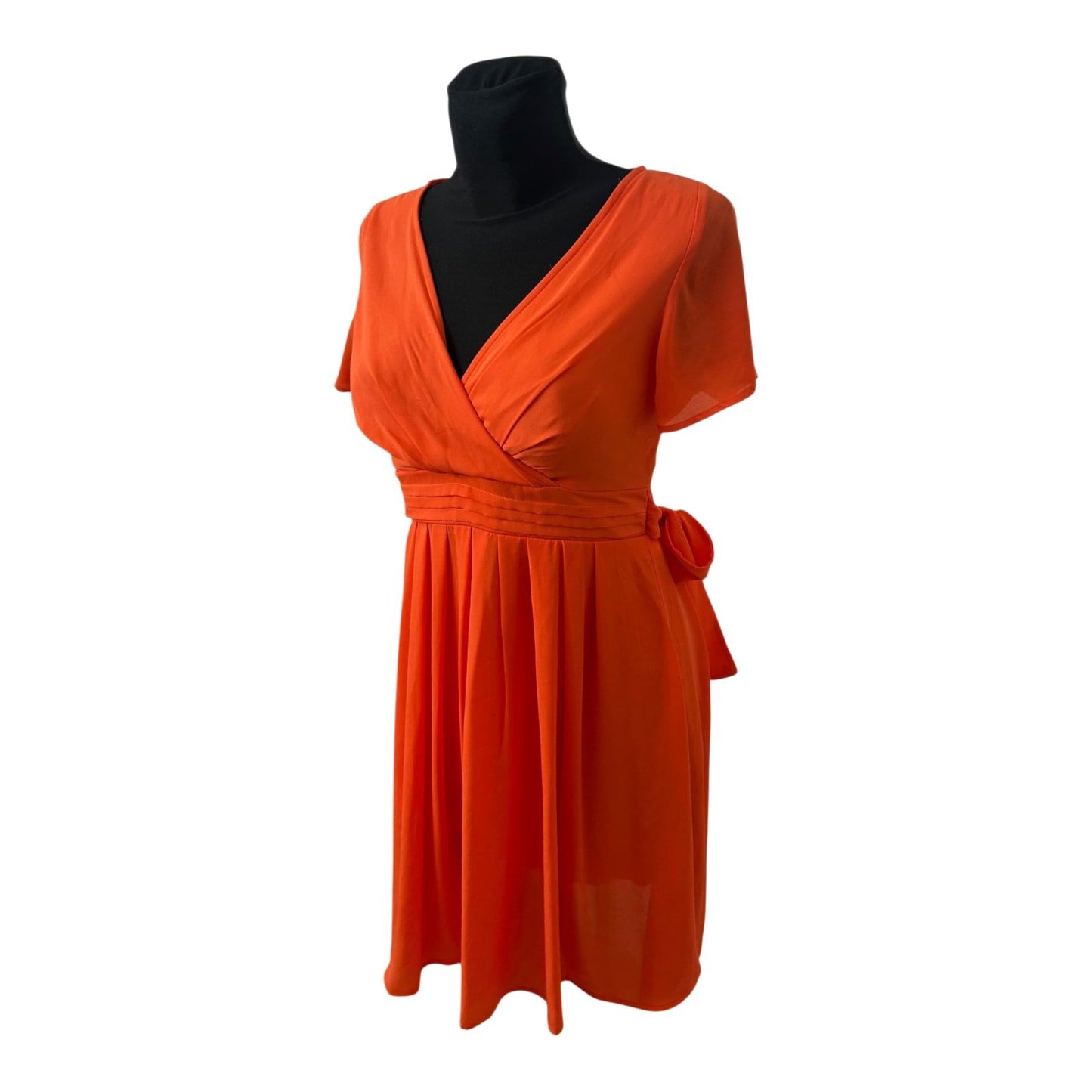 Orsay Kleid Damen Gr 36 Orange Wickeloptik Sommer Party Elegant Freizeit