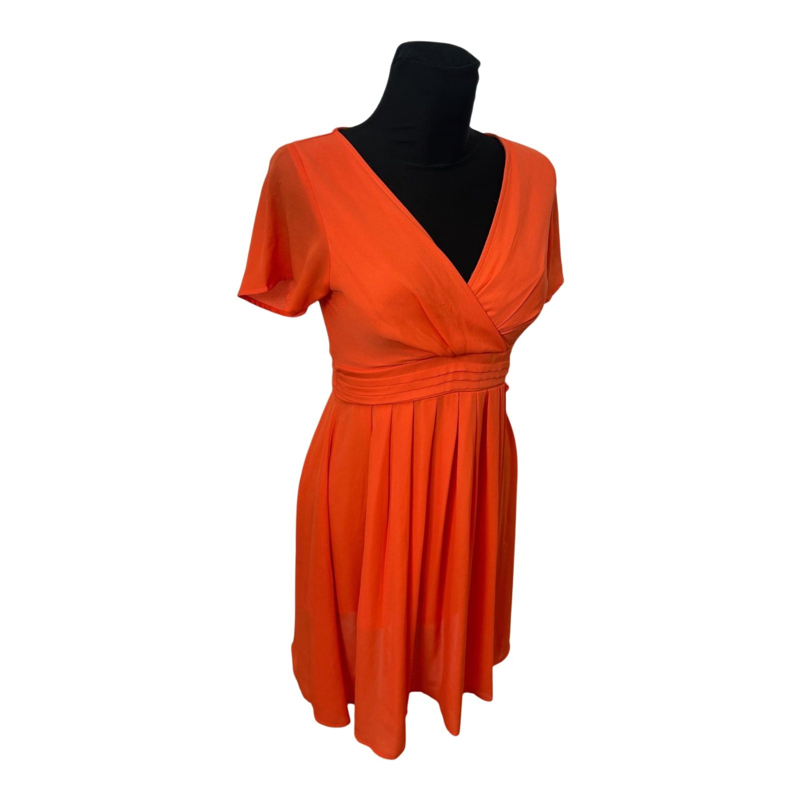 Orsay Kleid Damen Gr 36 Orange Wickeloptik Sommer Party Elegant Freizeit