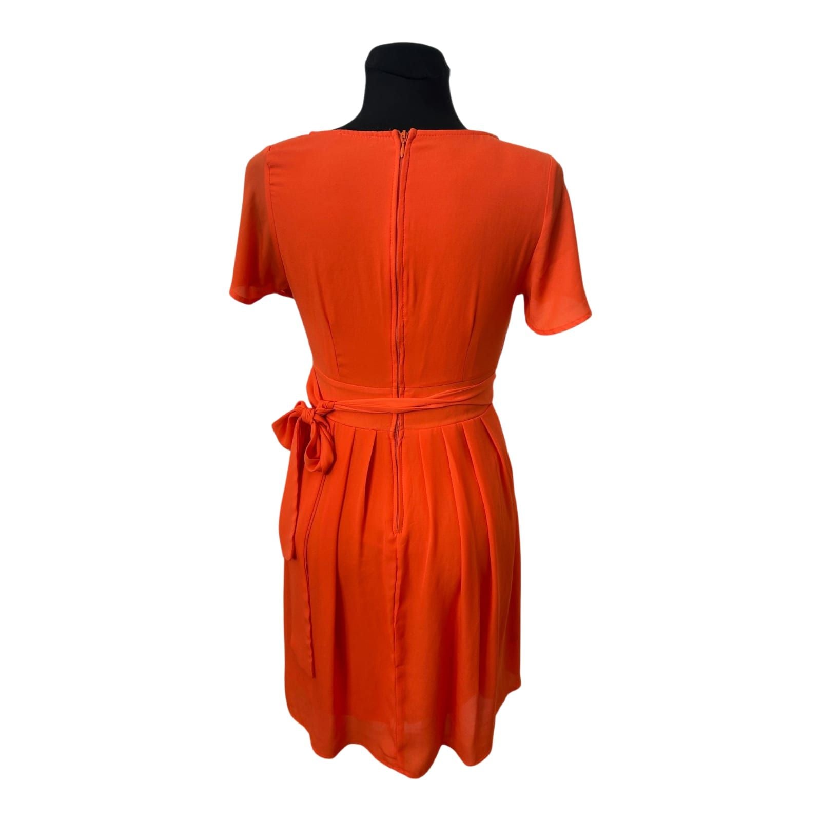Orsay Kleid Damen Gr 36 Orange Wickeloptik Sommer Party Elegant Freizeit