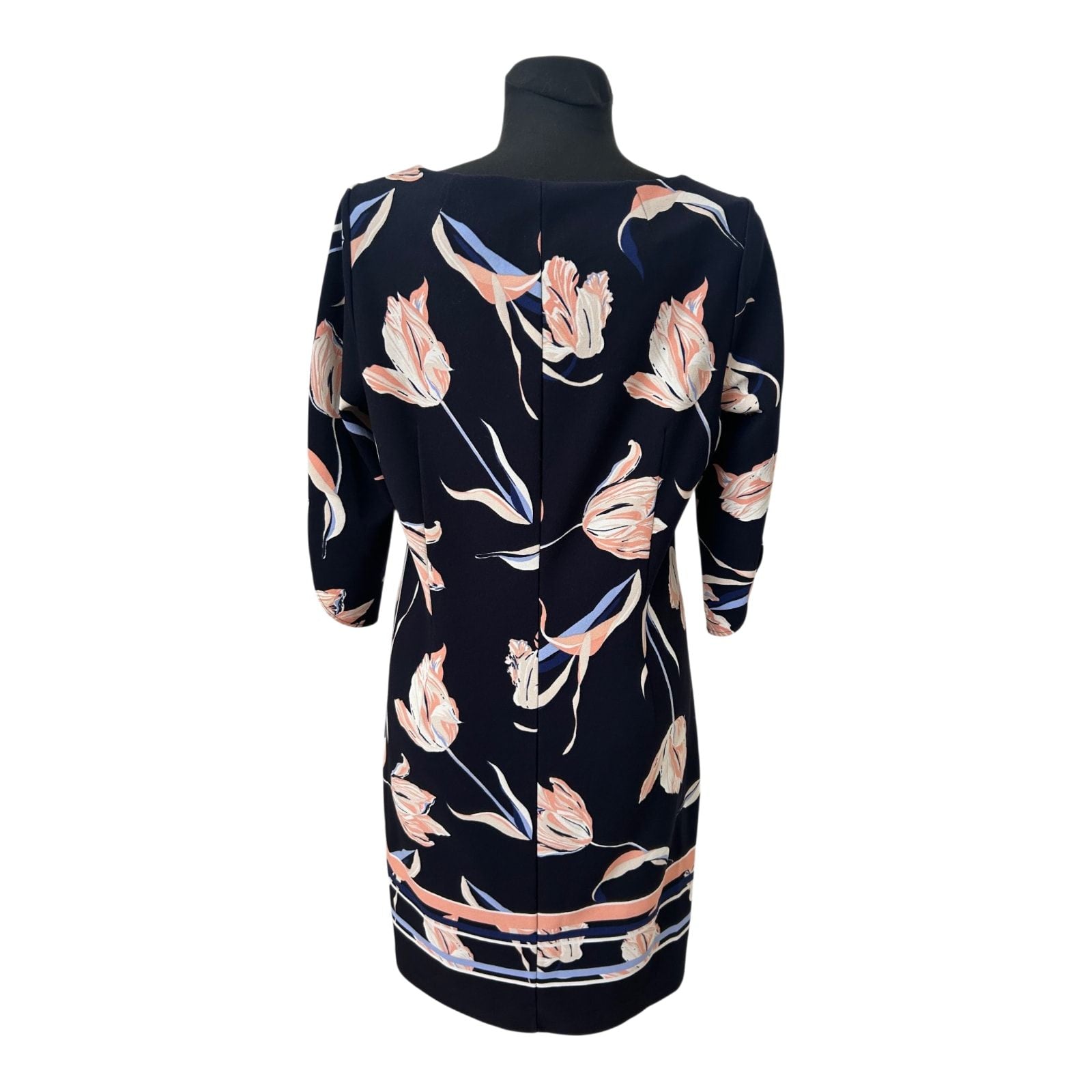 Comma Kleid Damen Gr 40 Dunkelblau Blumen Elegant Business Freizeit Chic