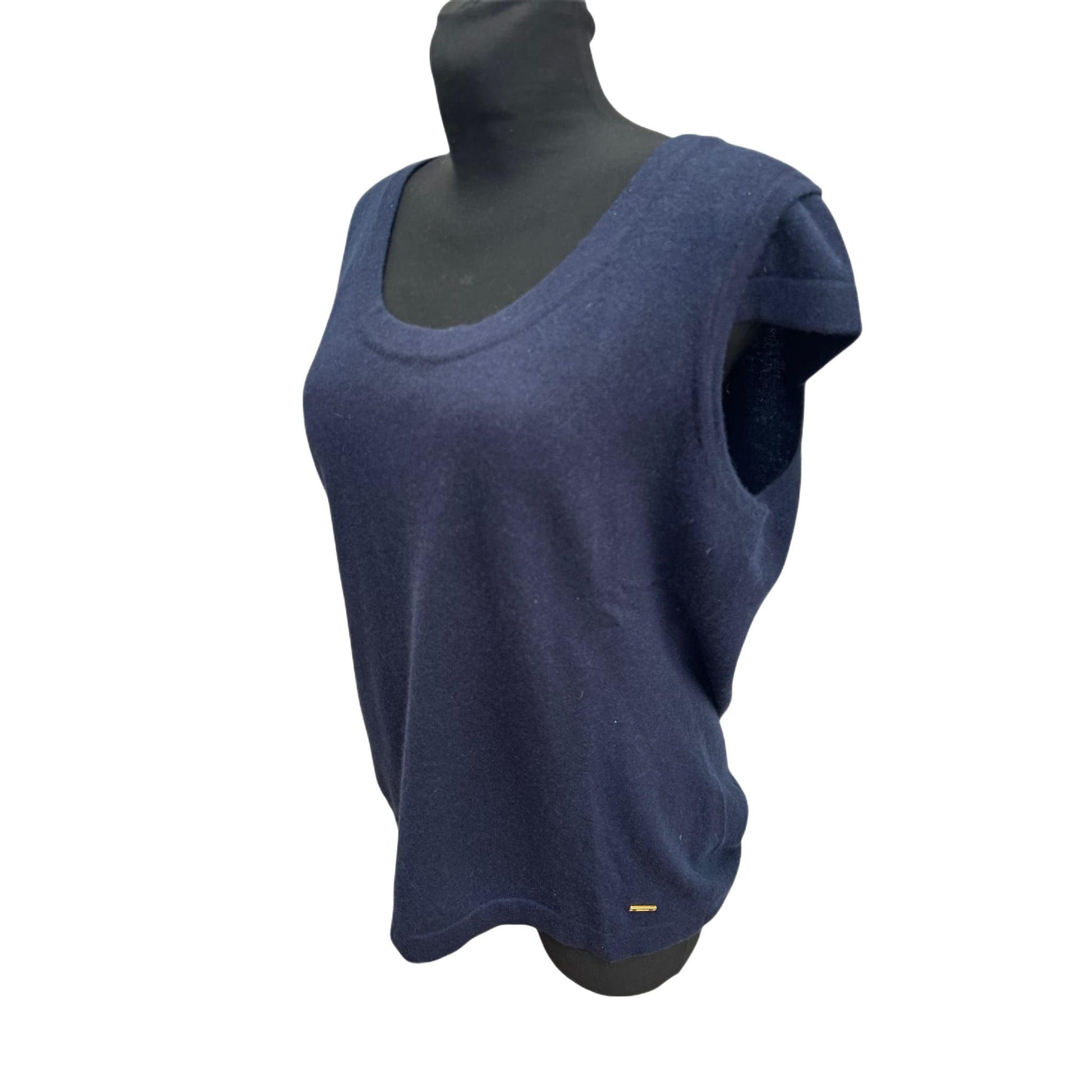 Escada Damen Kaschmir Zweiteiler Gr XL Blau Top Jacke Elegant Luxusstück