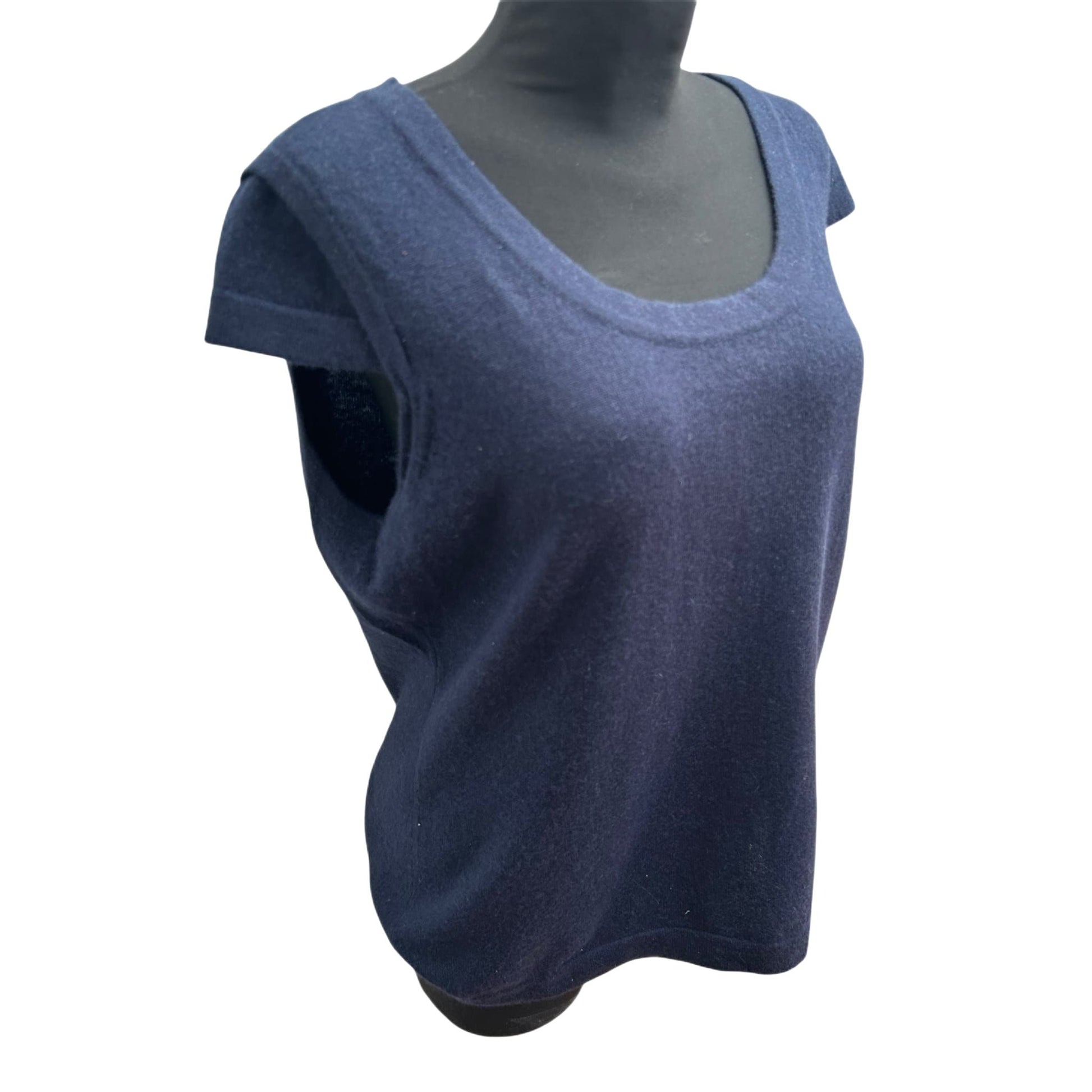 Escada Damen Kaschmir Zweiteiler Gr XL Blau Top Jacke Elegant Luxusstück