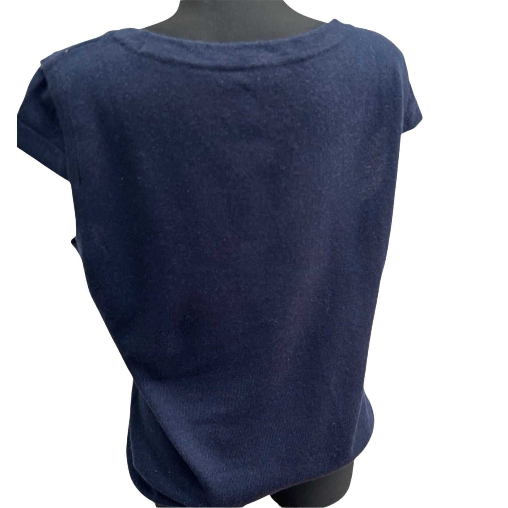 Escada Damen Kaschmir Zweiteiler Gr XL Blau Top Jacke Elegant Luxusstück
