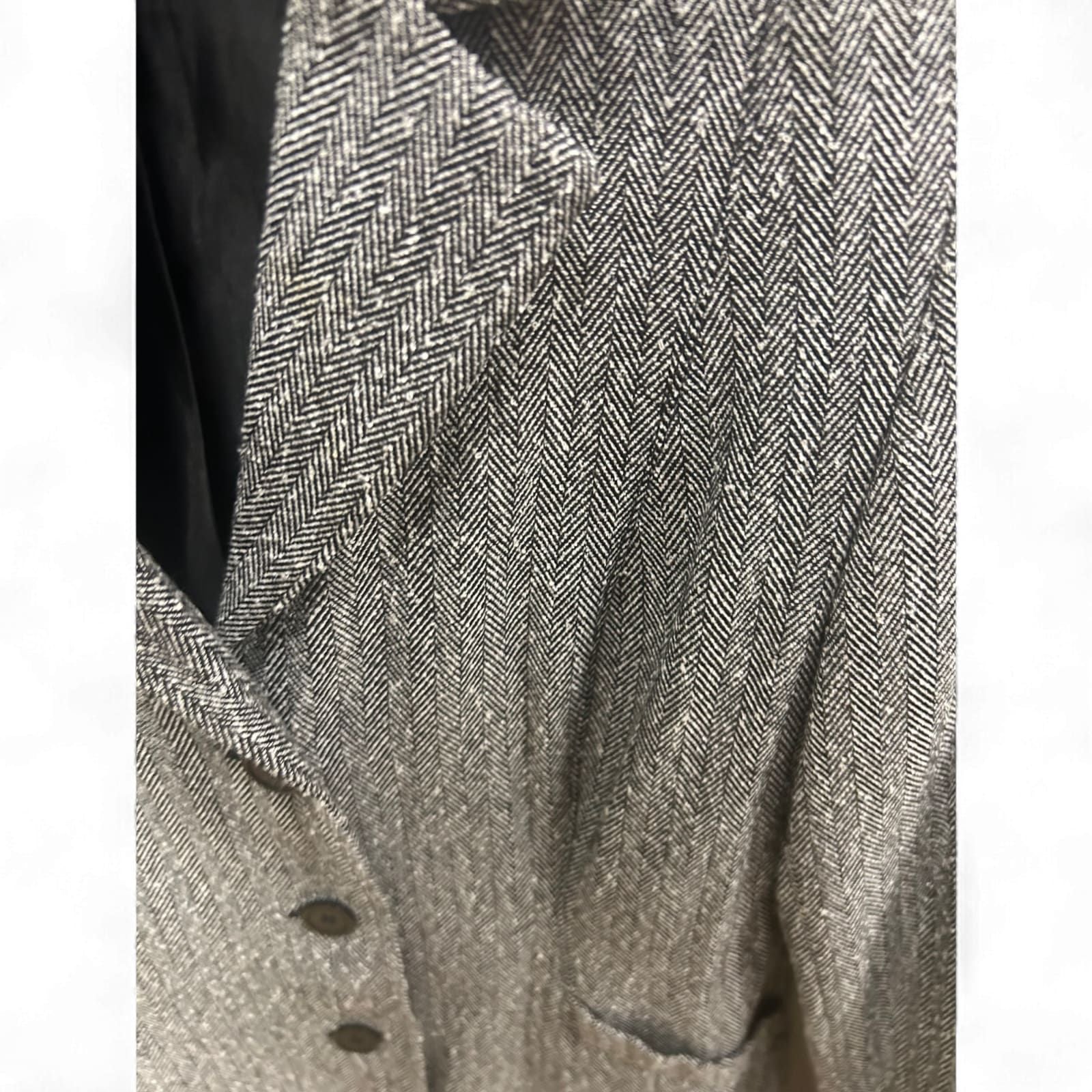 Pure Panda Blazerjacke Damen Gr 36 Grau Fischgrät Gefüttert Vintage Stil