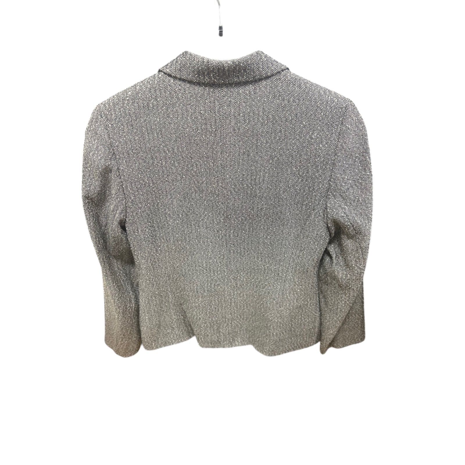 Pure Panda Blazerjacke Damen Gr 36 Grau Fischgrät Gefüttert Vintage Stil