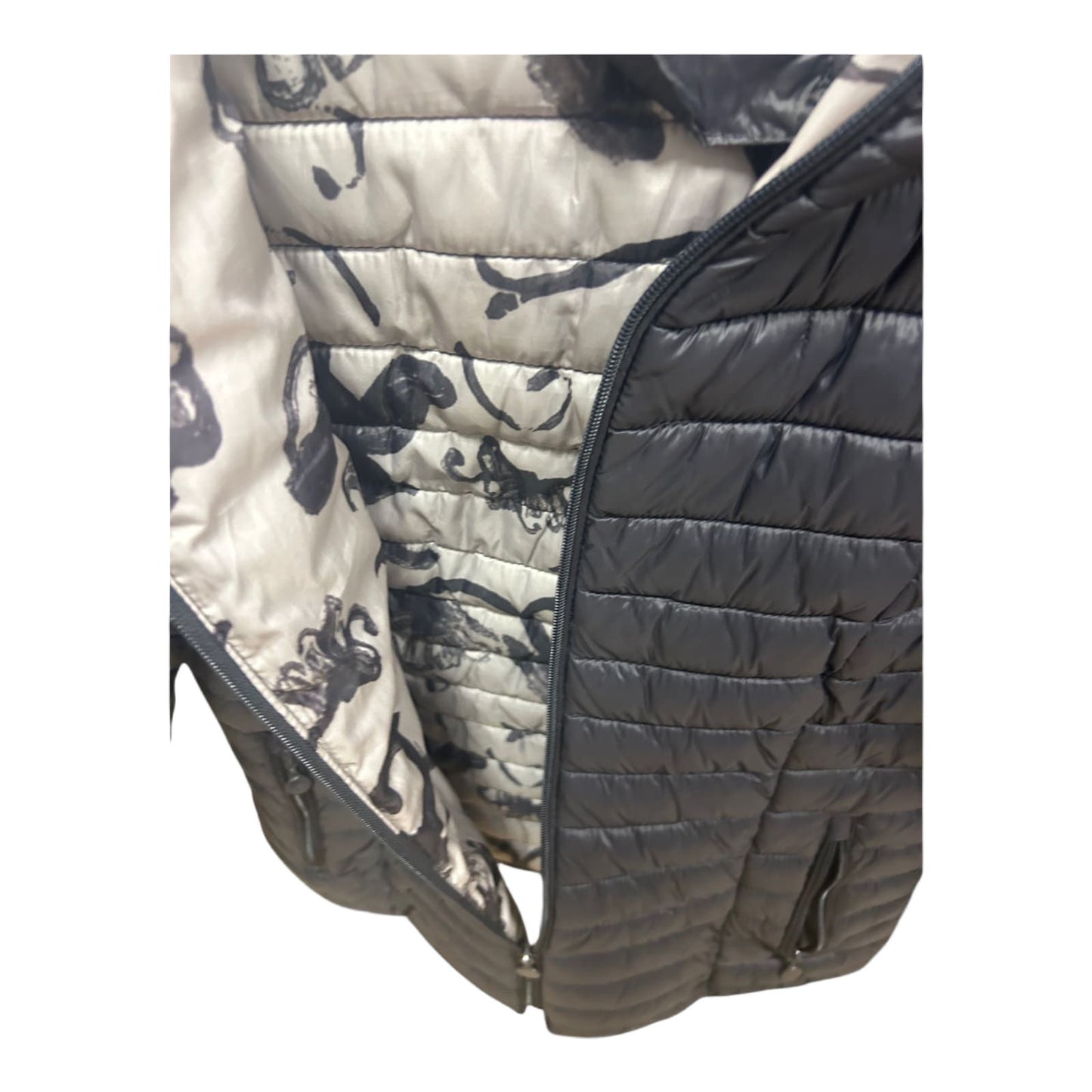 Vittoria Fashion Steppjacke Damen Gr 44 Anthrazit Kapuze Print Futter