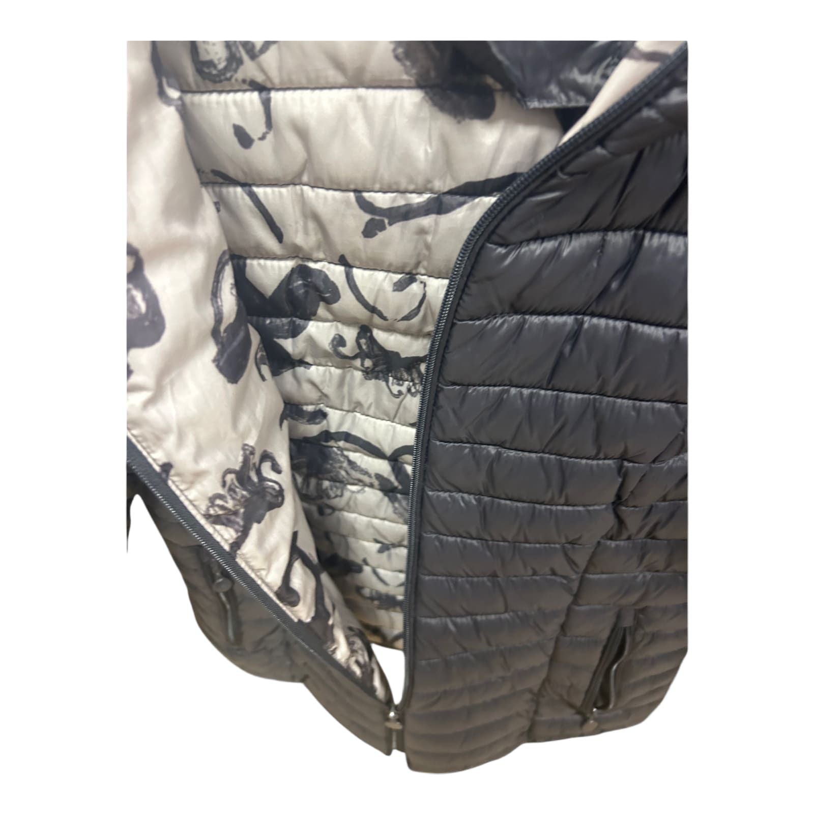 Vittoria Fashion Steppjacke Damen Gr 44 Anthrazit Kapuze Print Futter