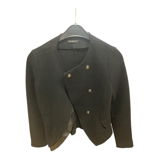 Sisley Damenjacke Schwarz Gr S Elegant Kurzjacke Struktur Knöpfe 60 cm