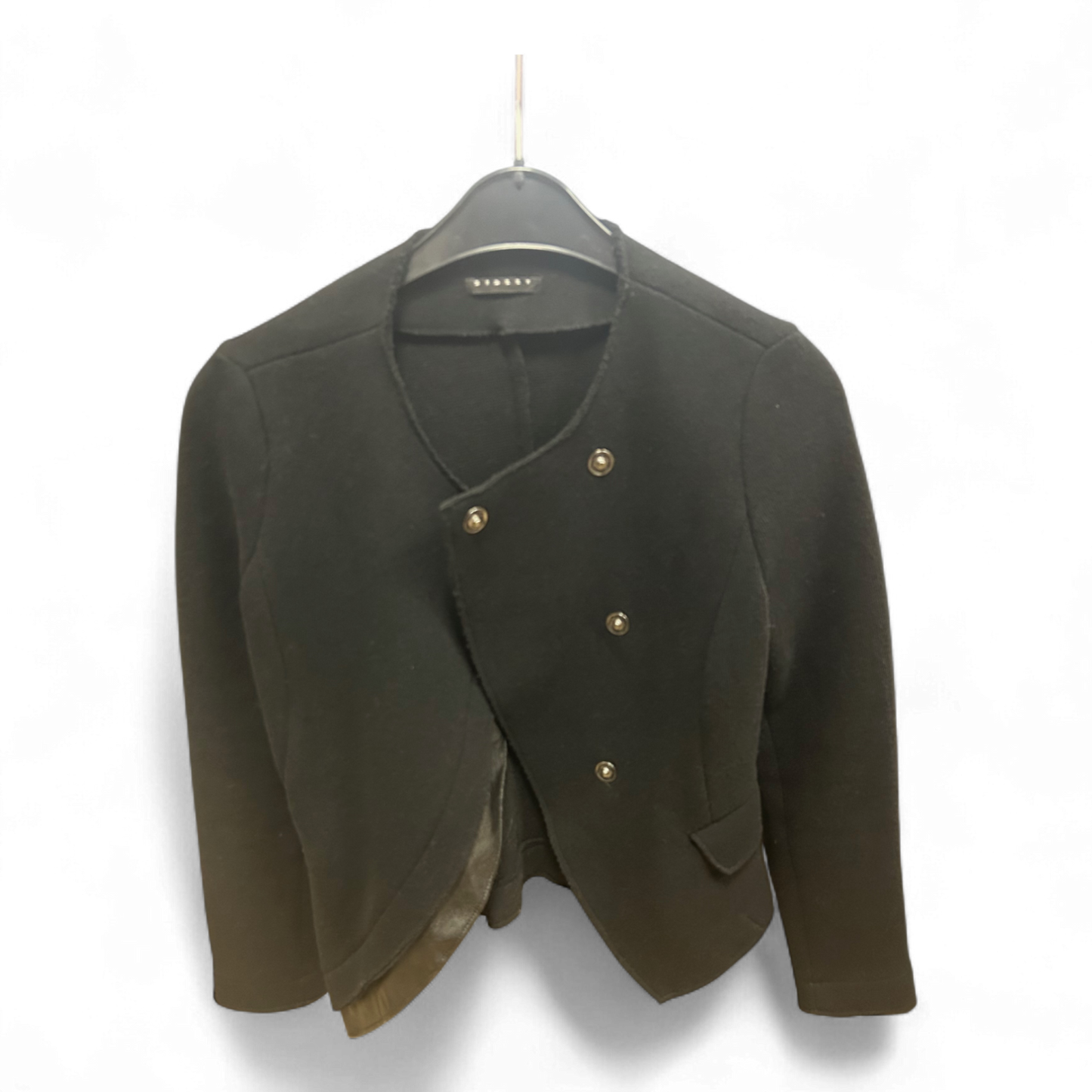 Sisley Damenjacke Schwarz Gr S Elegant Kurzjacke Struktur Knöpfe 60 cm