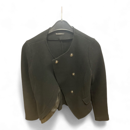 Sisley Damenjacke Schwarz Gr S Elegant Kurzjacke Struktur Knöpfe 60 cm