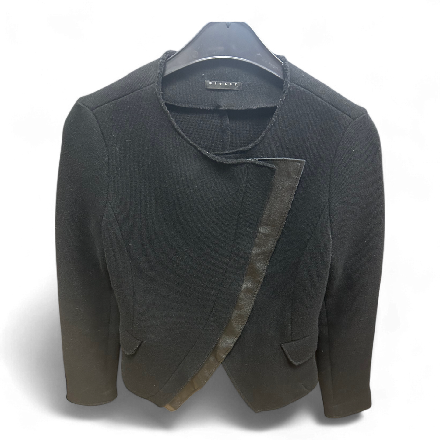 Sisley Damenjacke Schwarz Gr S Elegant Kurzjacke Struktur Knöpfe 60 cm