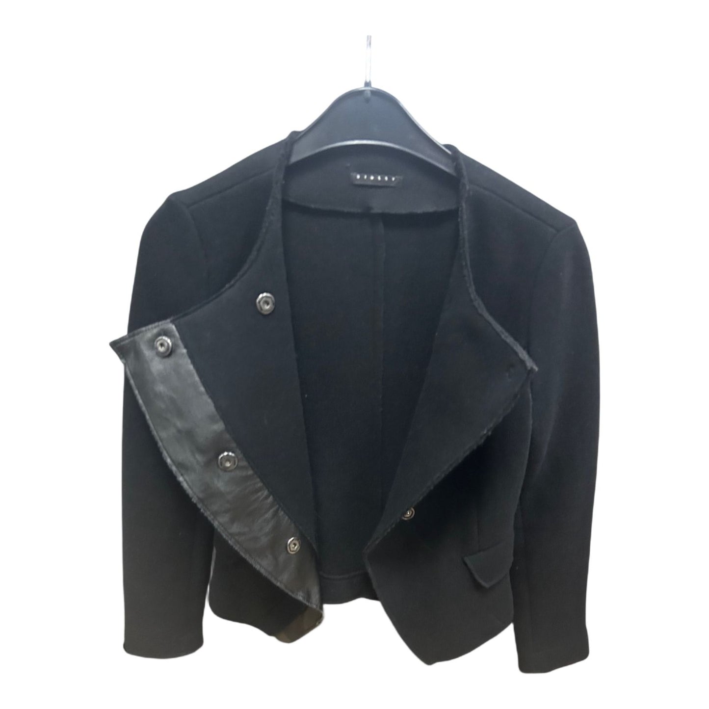 Sisley Damenjacke Schwarz Gr S Elegant Kurzjacke Struktur Knöpfe 60 cm