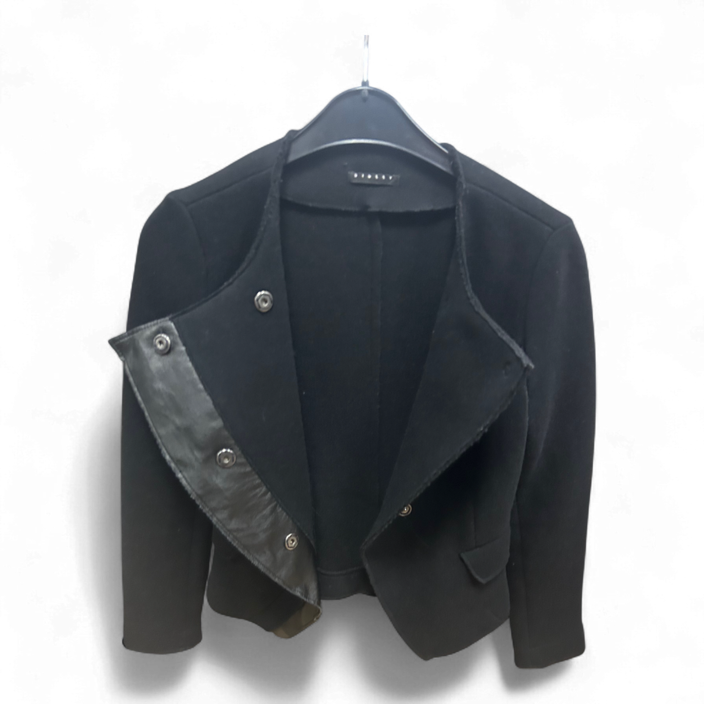 Sisley Damenjacke Schwarz Gr S Elegant Kurzjacke Struktur Knöpfe 60 cm