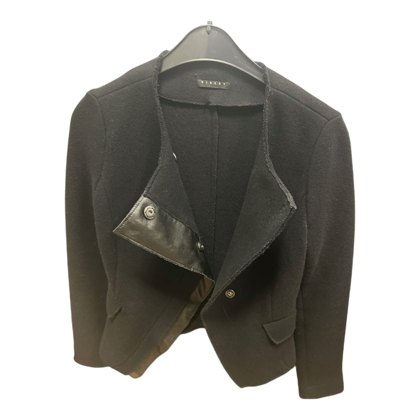 Sisley Damenjacke Schwarz Gr S Elegant Kurzjacke Struktur Knöpfe 60 cm