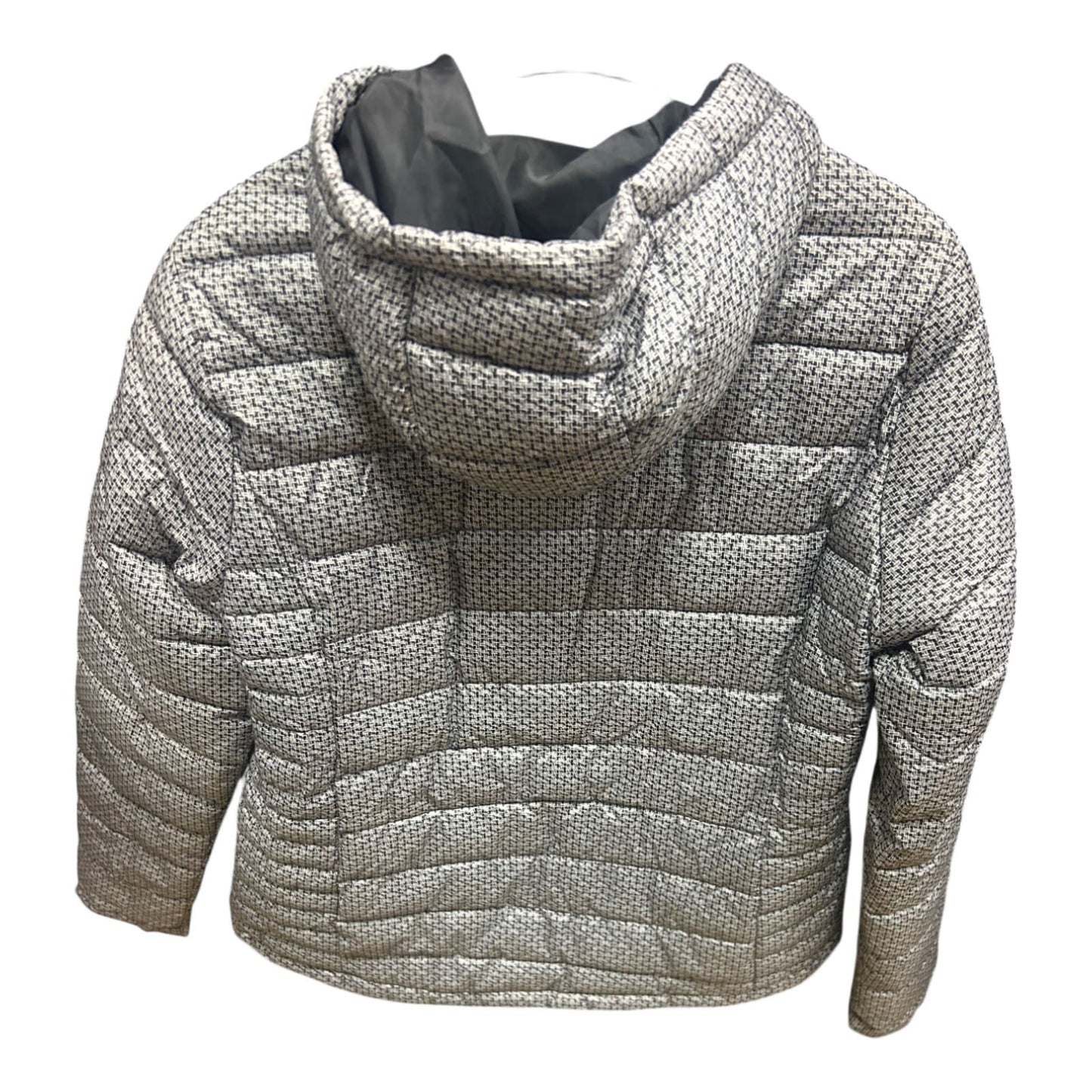Janina Damenjacke Gr 36 Grau Muster Kapuze Steppjacke Gefüttert 62 cm