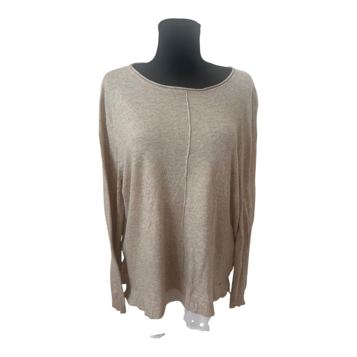 Calvin Klein Pullover Damen Gr XL Beige Layer Look Feinstrick Elegant