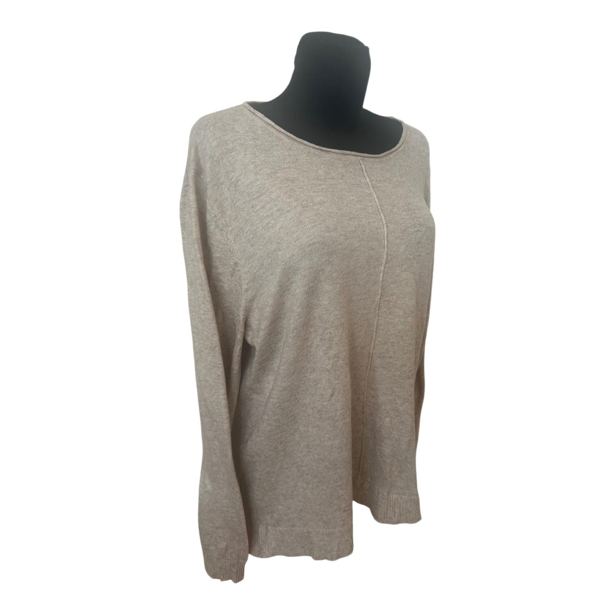 Calvin Klein Pullover Damen Gr XL Beige Layer Look Feinstrick Elegant