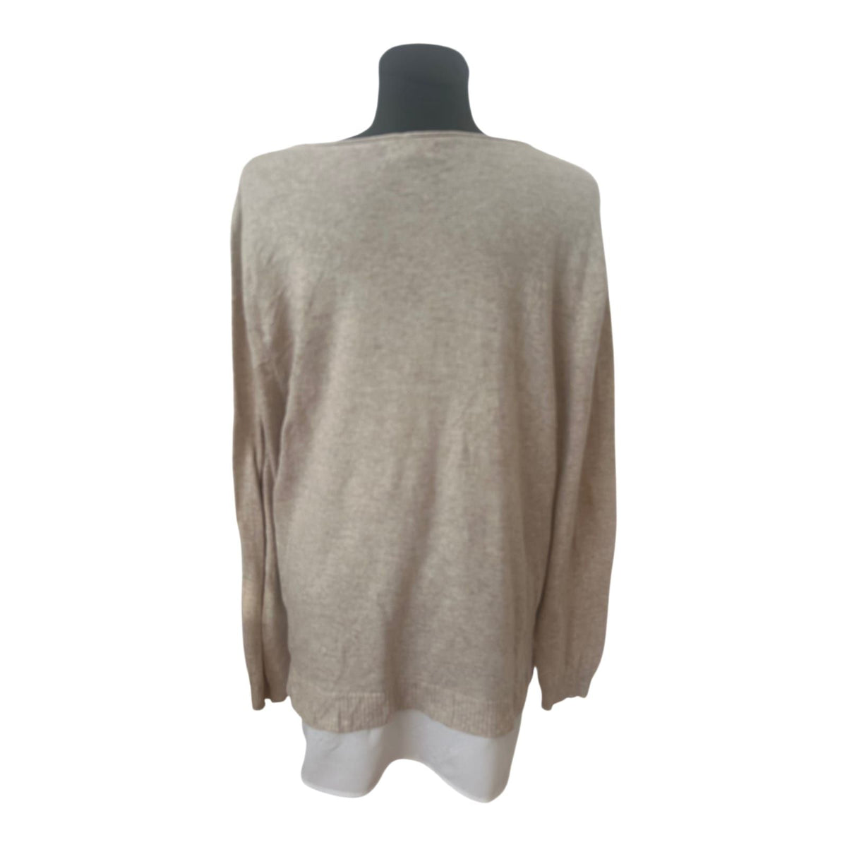 Calvin Klein Pullover Damen Gr XL Beige Layer Look Feinstrick Elegant