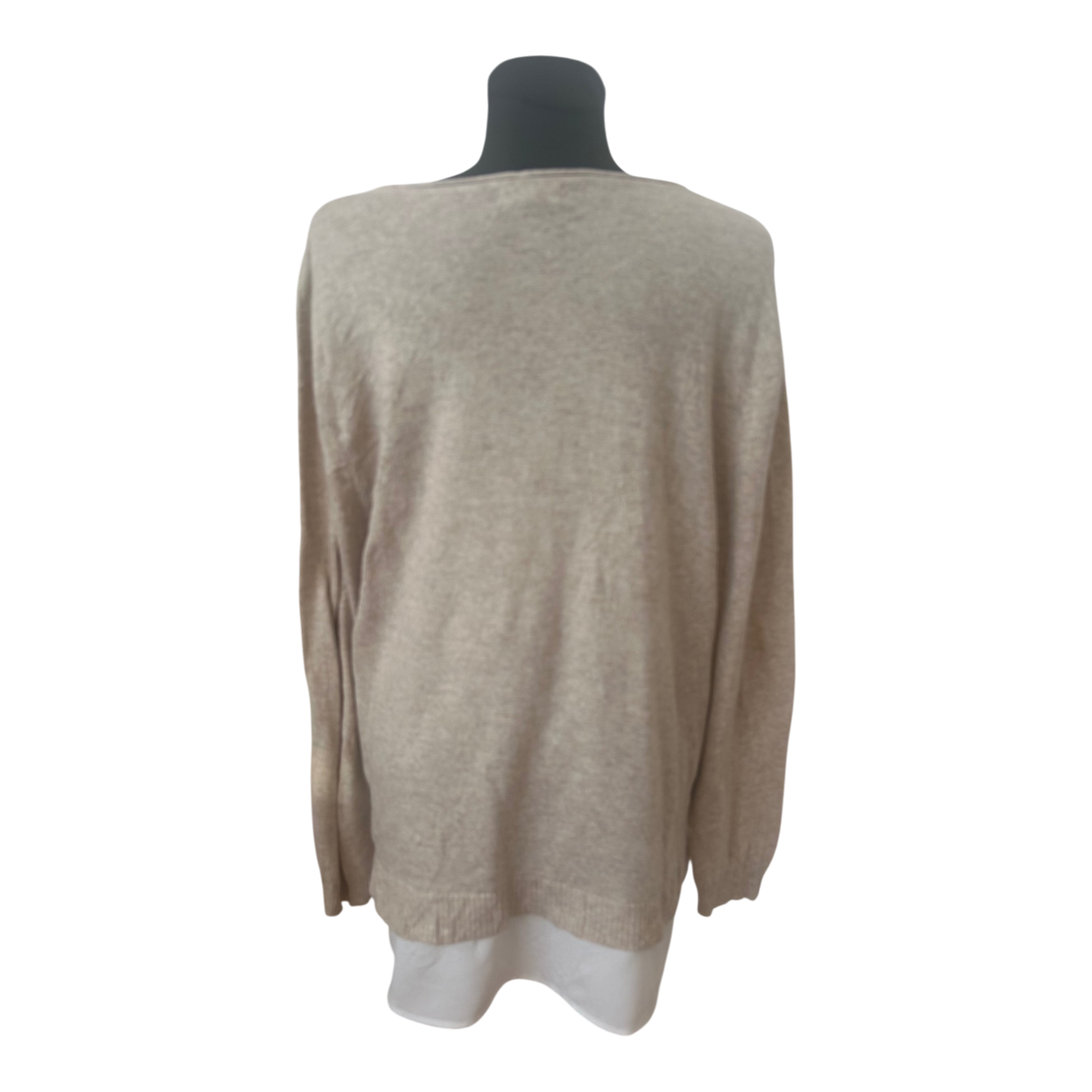 Calvin Klein Pullover Damen Gr XL Beige Layer Look Feinstrick Elegant