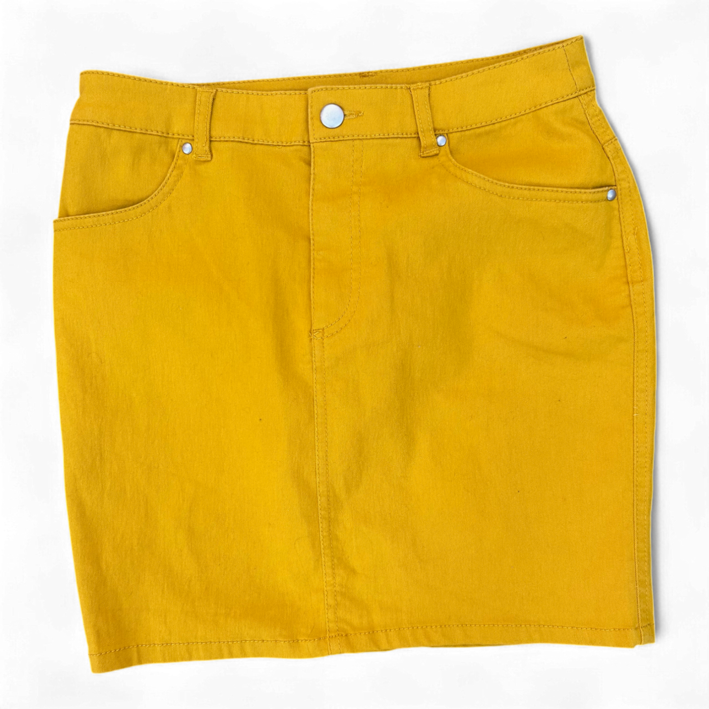 H&M Divided Rock Gelb Größe 38 Minirock Baumwollmix Knopfleiste Sommer