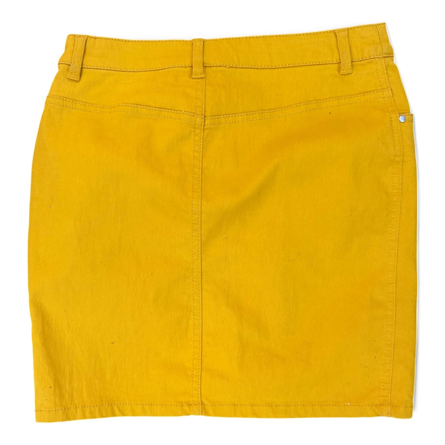 H&M Rock Damen Gr 38 Gelb Mini Sommer Baumwolle Stretch Reißverschluss